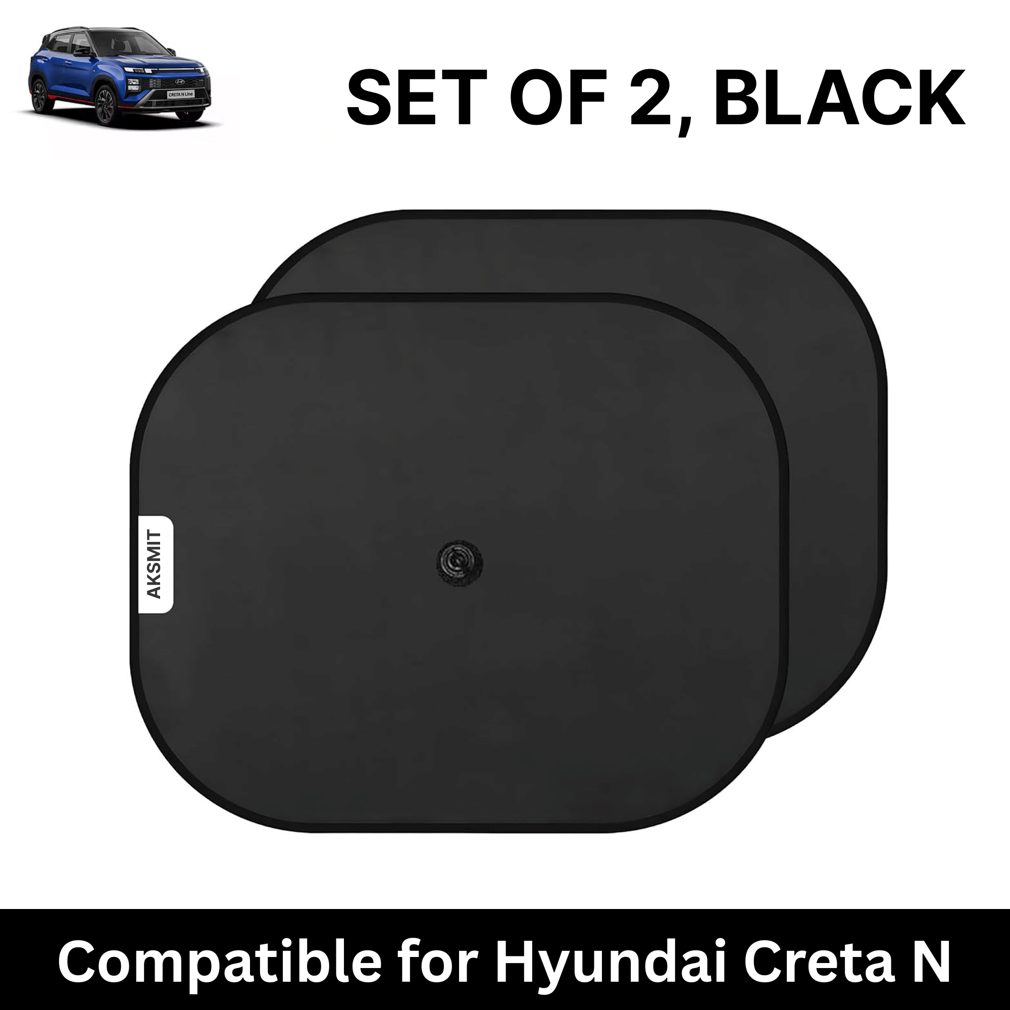 Car Sun Shade for Side Windows (Black, Set of 2) with vaccum Suction Cups for Hyundai Creta N Line Car Sun Shade for Side Windows (Black, Set of 2) with vaccum Suction Cups for Hyundai Creta N Line