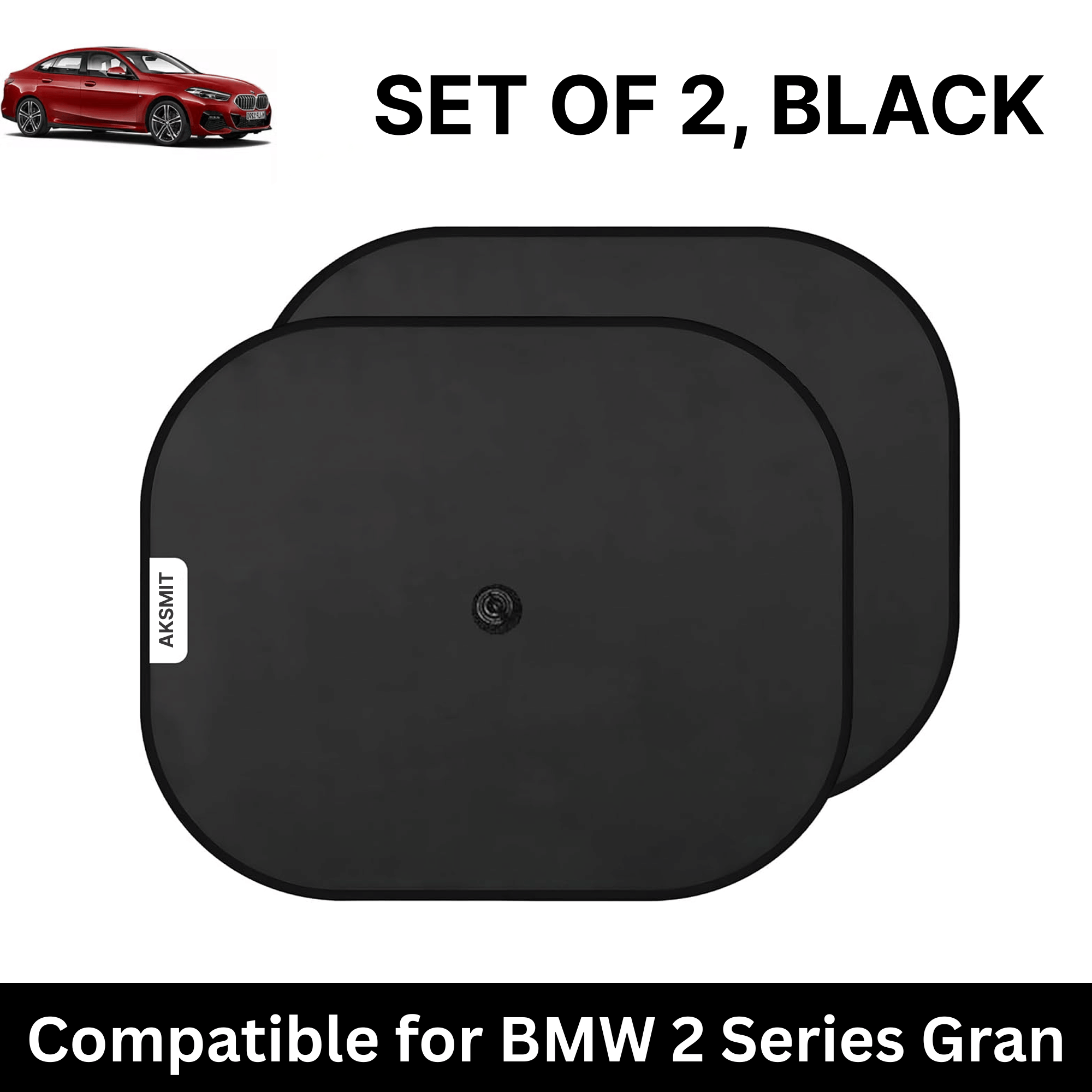     			Car Sun Shade for Side Windows (Black, Set of 2) with vaccum Suction Cups for BMW 2 Series Gran Coupe