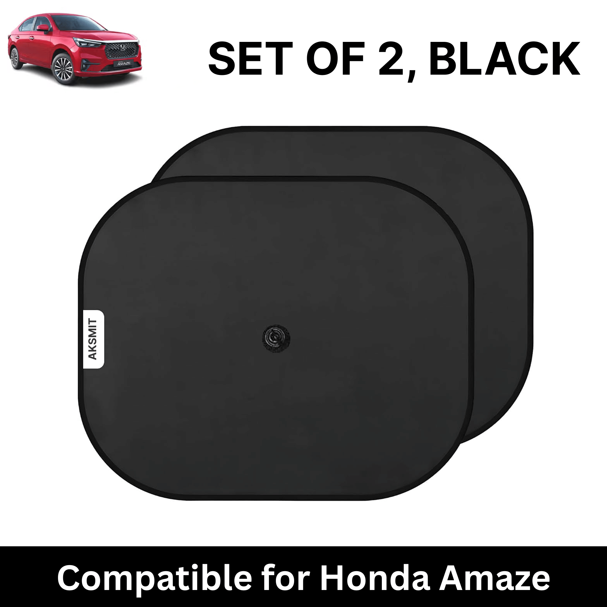 Car Sun Shade for Side Windows (Black, Set of 2) with vaccum Suction Cups for Honda Amaze     			Car Sun Shade for Side Windows (Black, Set of 2) with vaccum Suction Cups for Honda Amaze