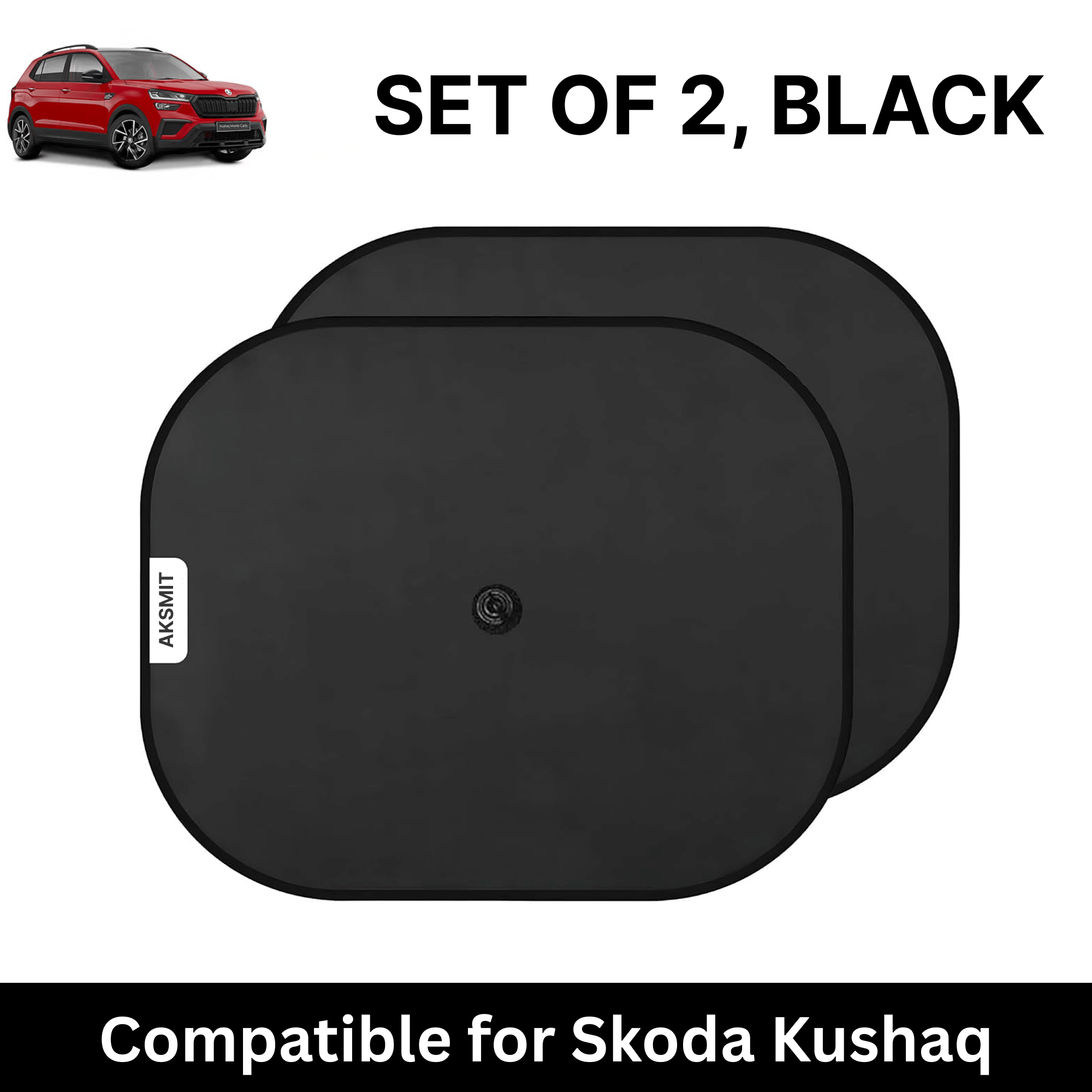     			Car Sun Shade for Side Windows (Black, Set of 2) with vaccum Suction Cups for Skoda Kushaq