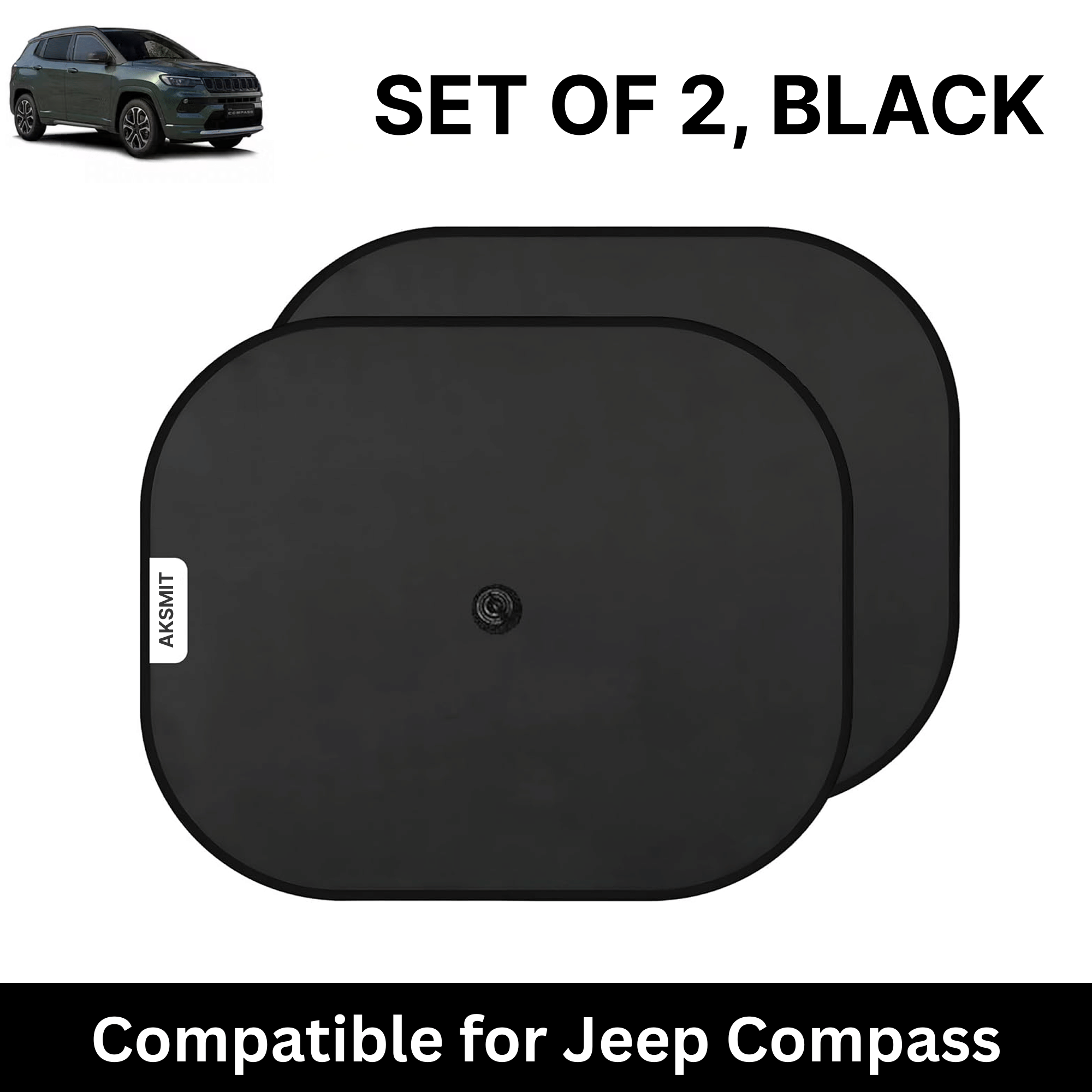     			Car Sun Shade for Side Windows (Black, Set of 2) with vaccum Suction Cups for Jeep Compass