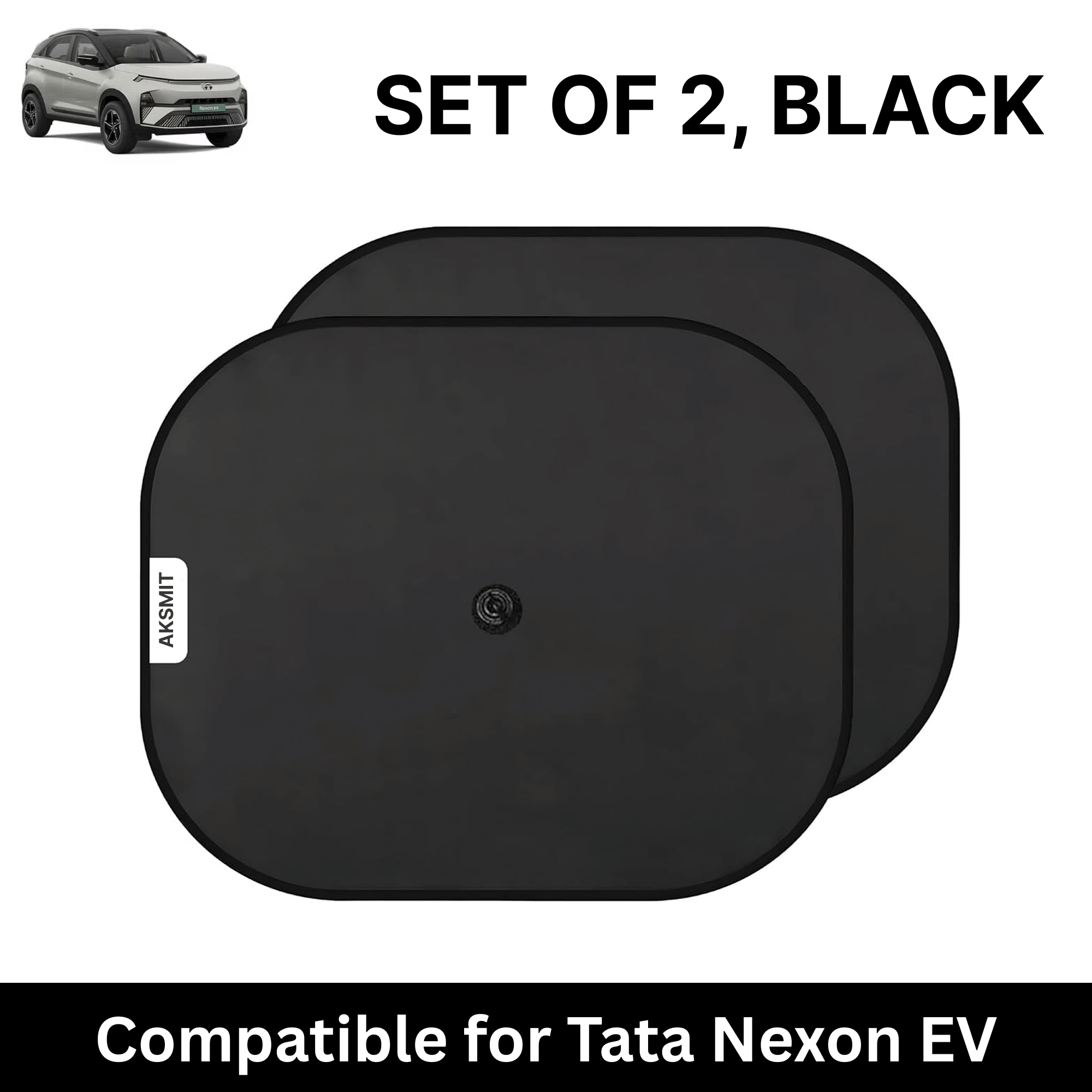 Car Sun Shade for Side Windows (Black, Set of 2) with vaccum Suction Cups for Tata Nexon EV Car Sun Shade for Side Windows (Black, Set of 2) with vaccum Suction Cups for Tata Nexon EV