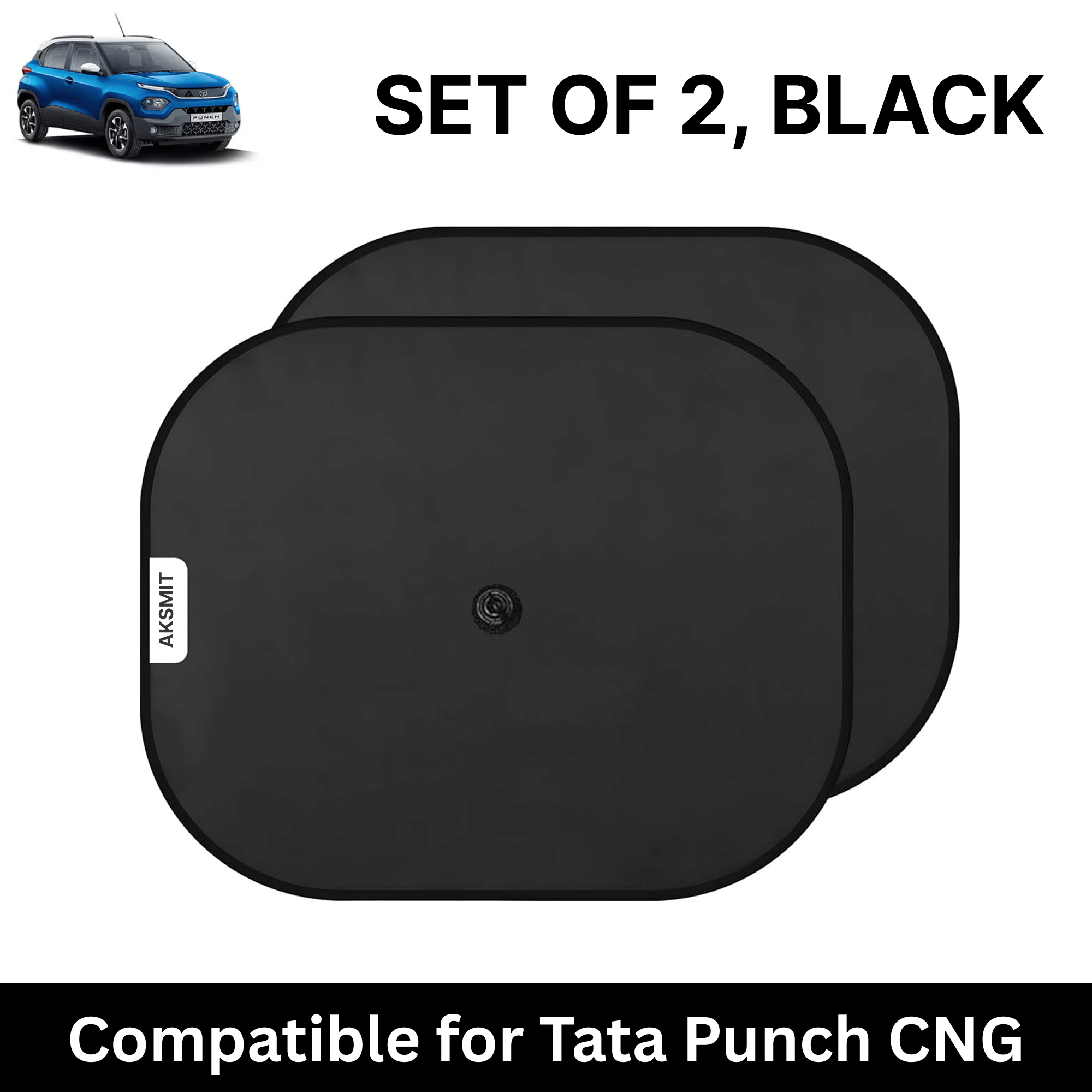     			Car Sun Shade for Side Windows (Black, Set of 2) with vaccum Suction Cups for Tata Punch CNG