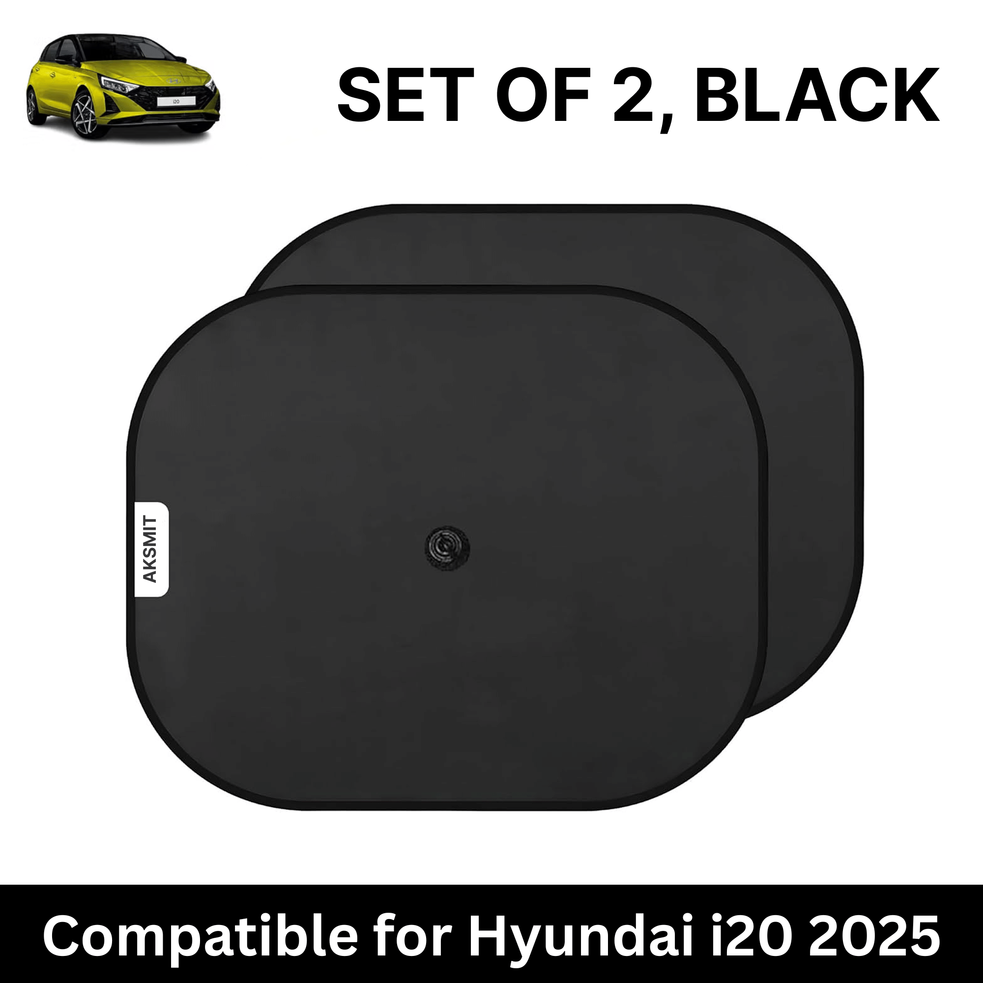     			Car Sun Shade for Side Windows (Black, Set of 2) with vaccum Suction Cups for Hyundai i20 2025