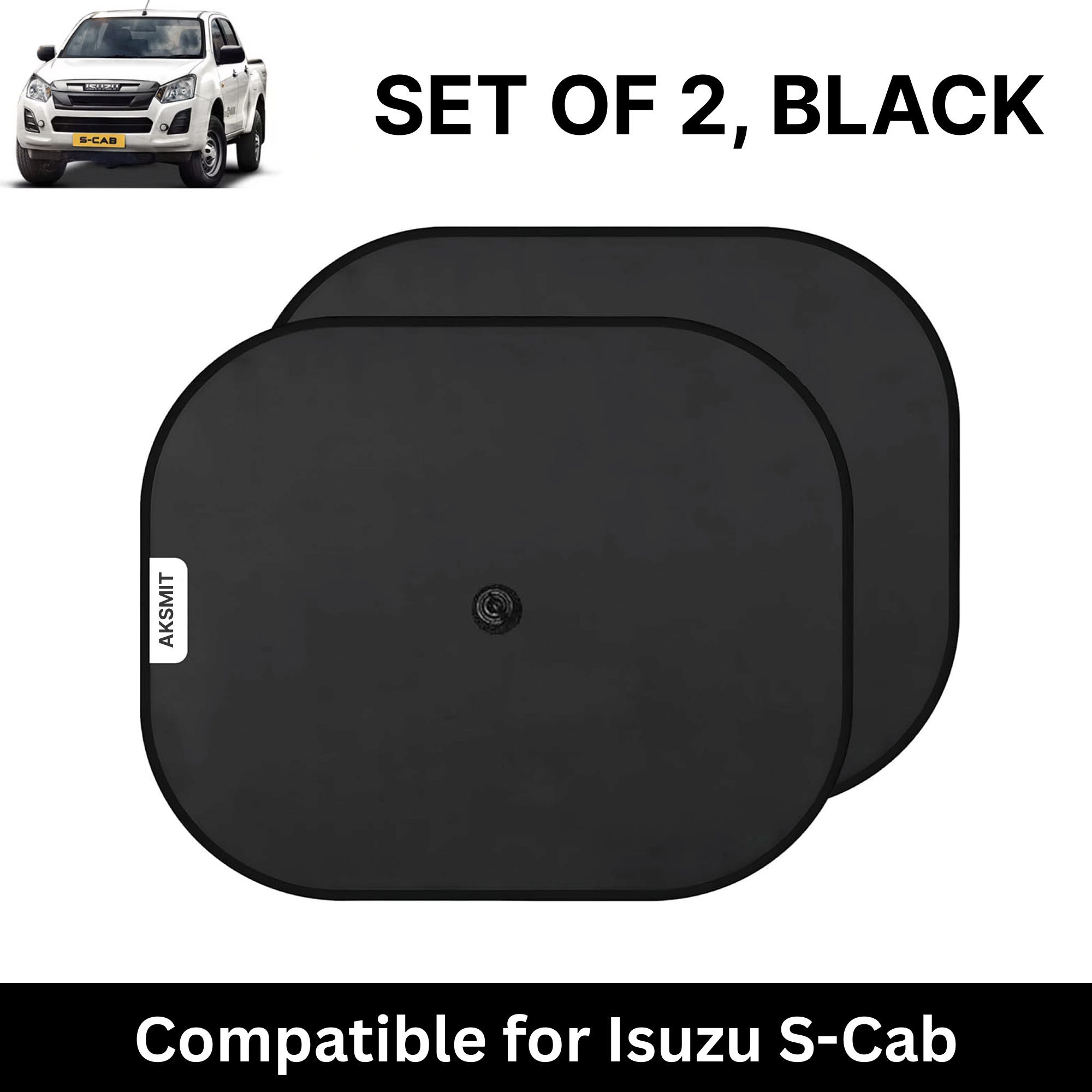    			Car Sun Shade for Side Windows (Black, Set of 2) with vaccum Suction Cups for Isuzu S-Cab