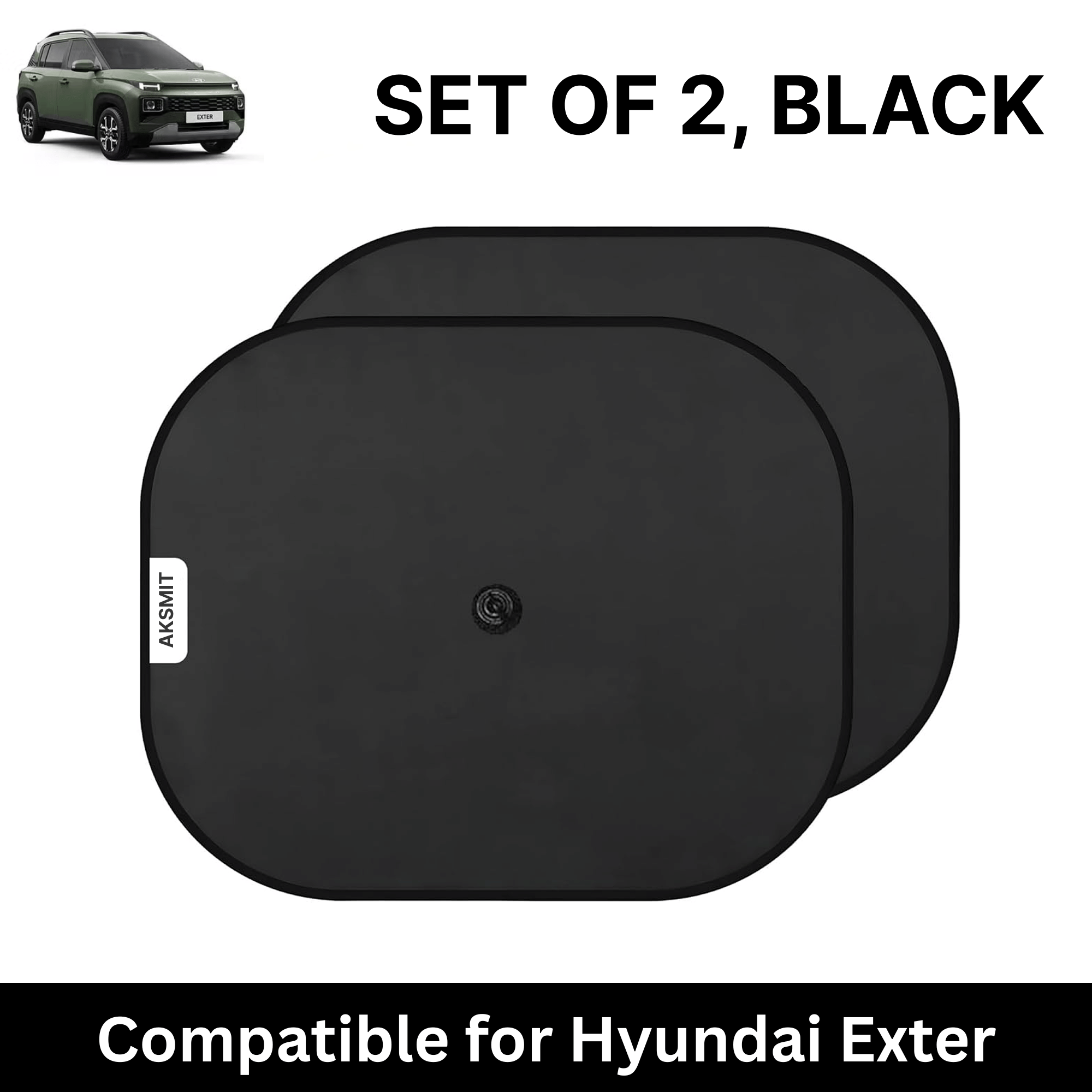 Car Sun Shade for Side Windows (Black, Set of 2) with vaccum Suction Cups for Hyundai Exter     			Car Sun Shade for Side Windows (Black, Set of 2) with vaccum Suction Cups for Hyundai Exter