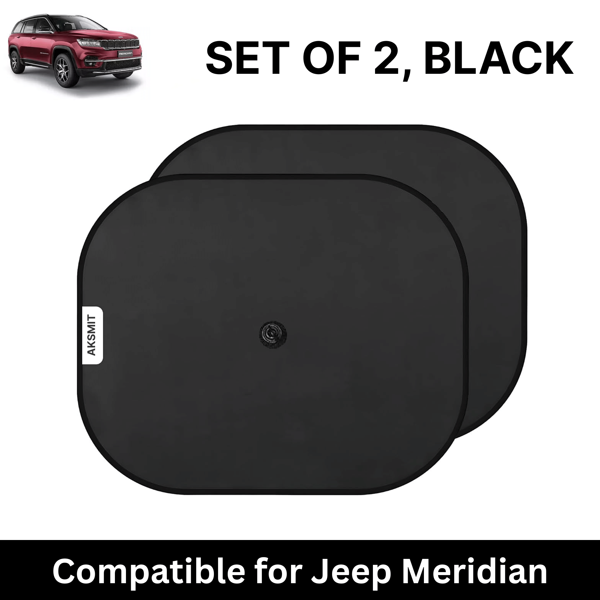     			Car Sun Shade for Side Windows (Black, Set of 2) with vaccum Suction Cups for Jeep Meridian