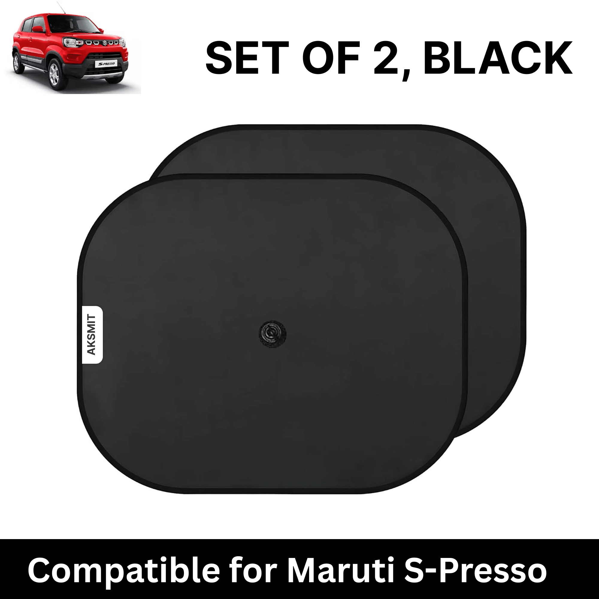 Car Sun Shade for Side Windows (Black, Set of 2) with vaccum Suction Cups for Maruti S-Presso Car Sun Shade for Side Windows (Black, Set of 2) with vaccum Suction Cups for Maruti S-Presso