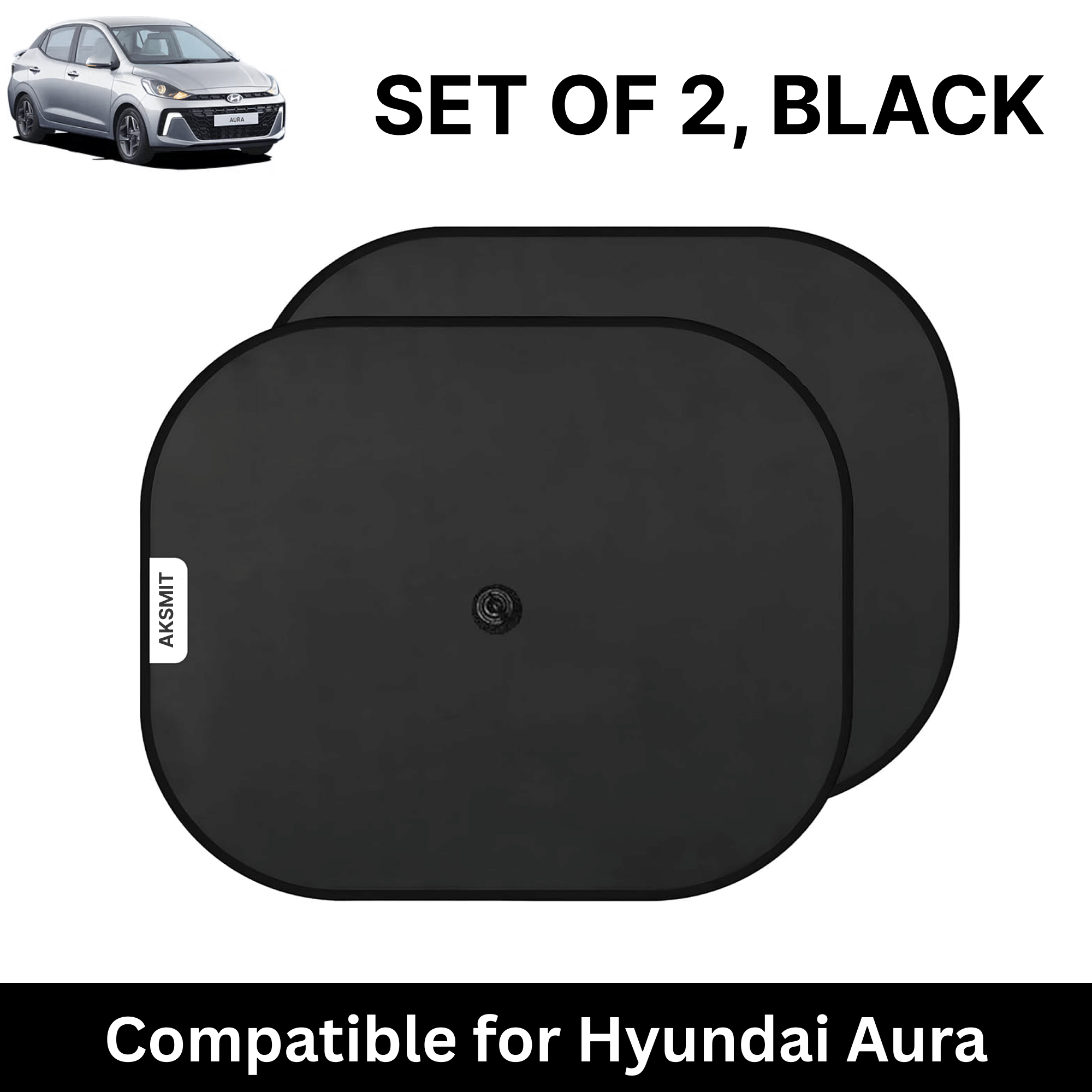     			Car Sun Shade for Side Windows (Black, Set of 2) with vaccum Suction Cups for Hyundai Aura
