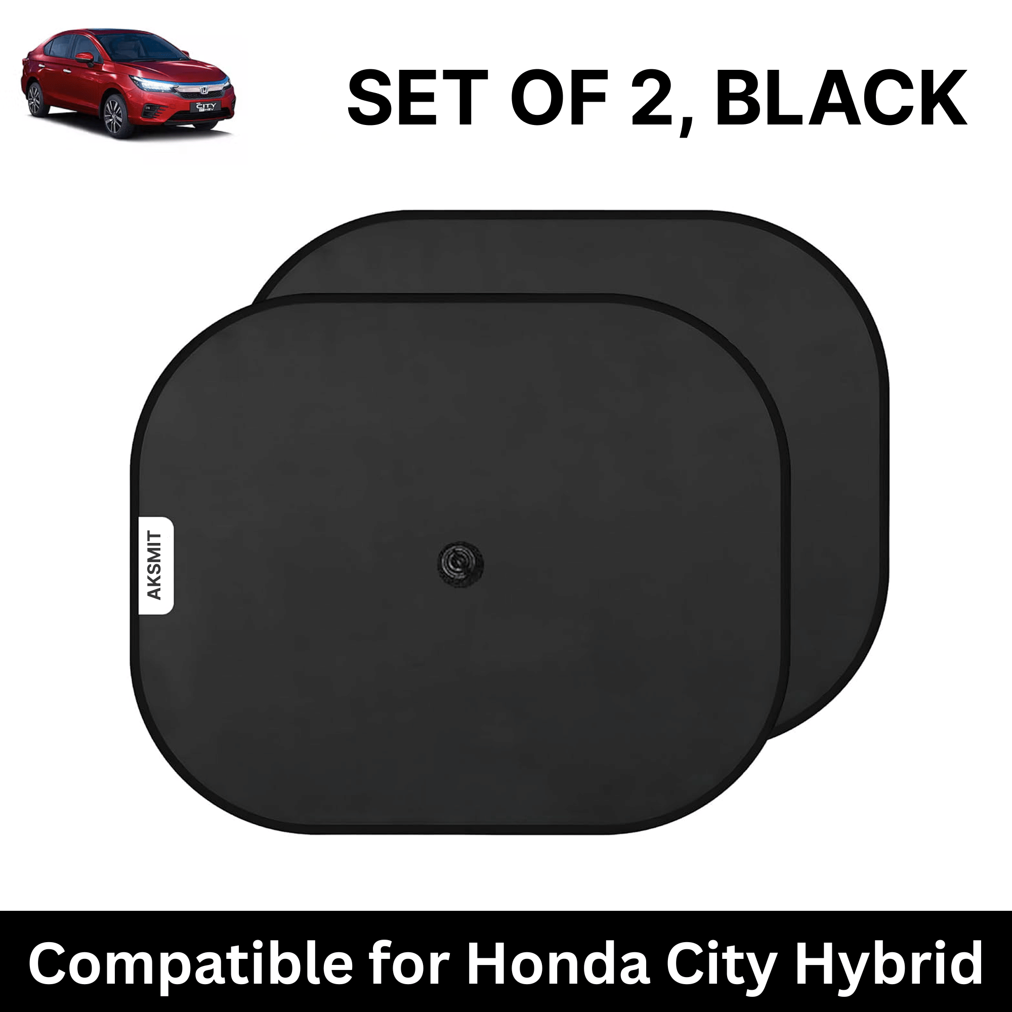     			Car Sun Shade for Side Windows (Black, Set of 2) with vaccum Suction Cups for Honda City Hybrid