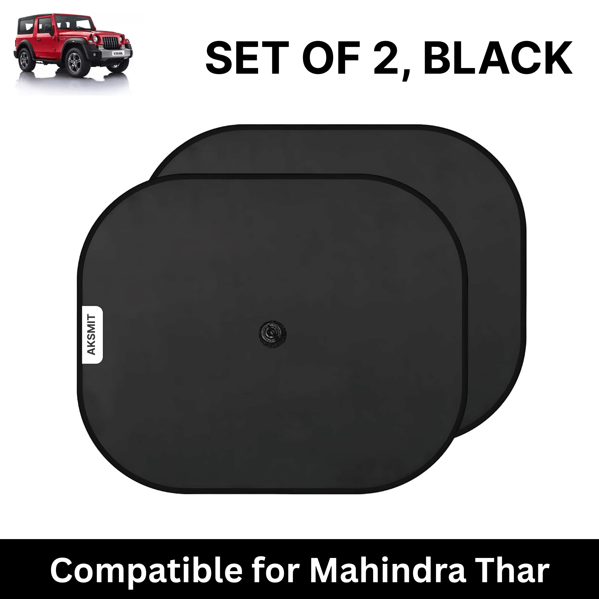     			Car Sun Shade for Side Windows (Black, Set of 2) with vaccum Suction Cups for Mahindra Thar
