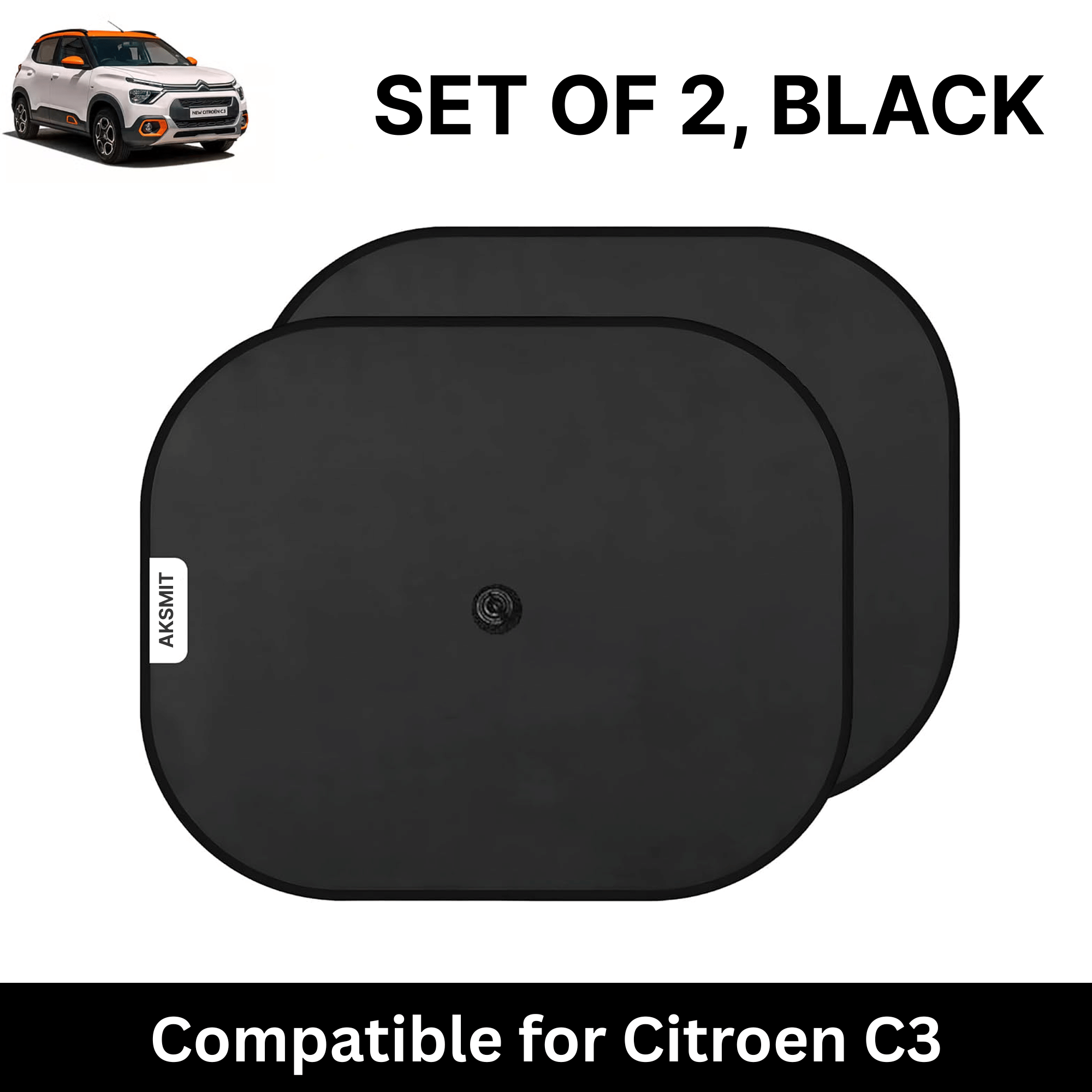 Car Sun Shade for Side Windows (Black, Set of 2) with vaccum Suction Cups for Citroen C3 Car Sun Shade for Side Windows (Black, Set of 2) with vaccum Suction Cups for Citroen C3