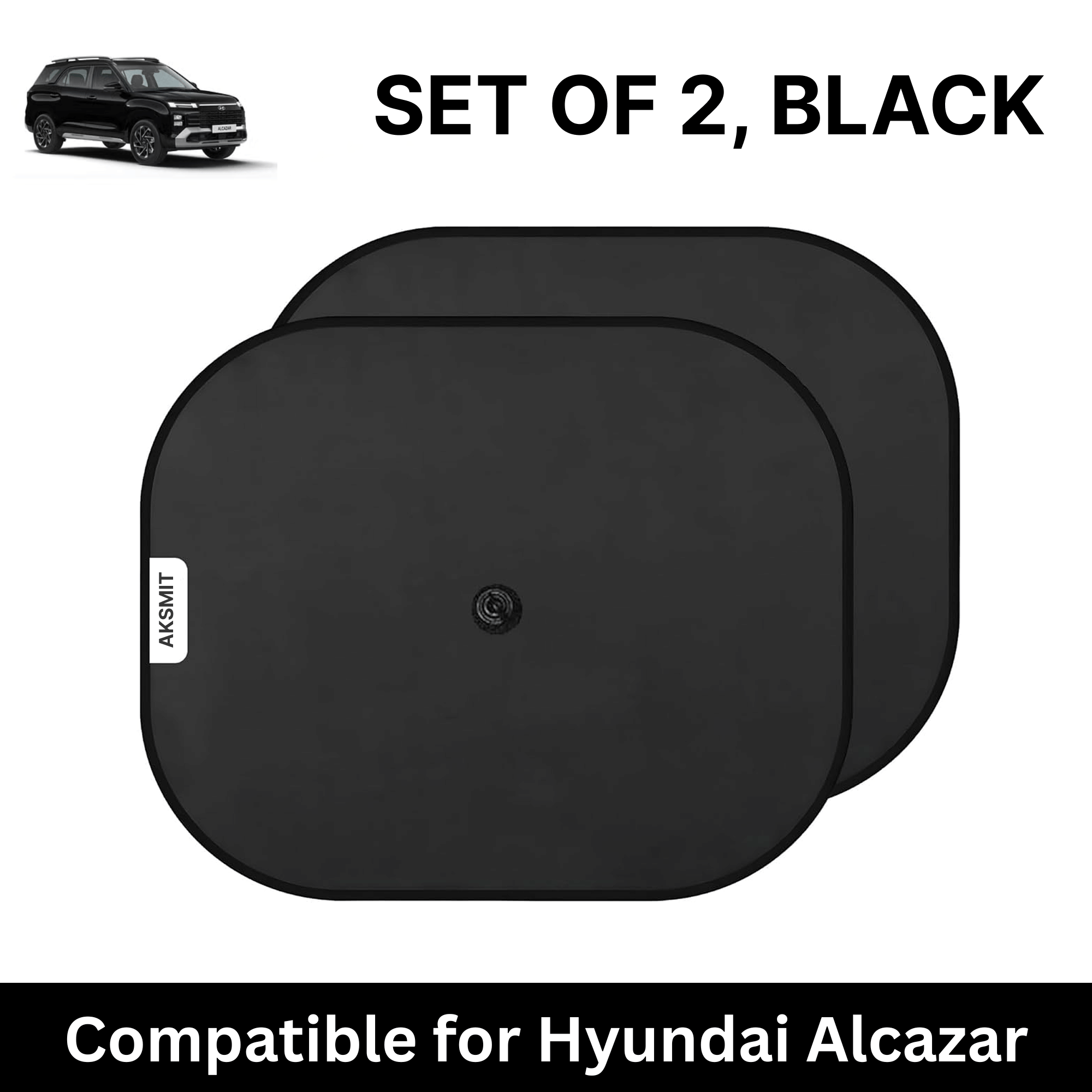     			Car Sun Shade for Side Windows (Black, Set of 2) with vaccum Suction Cups for Hyundai Alcazar