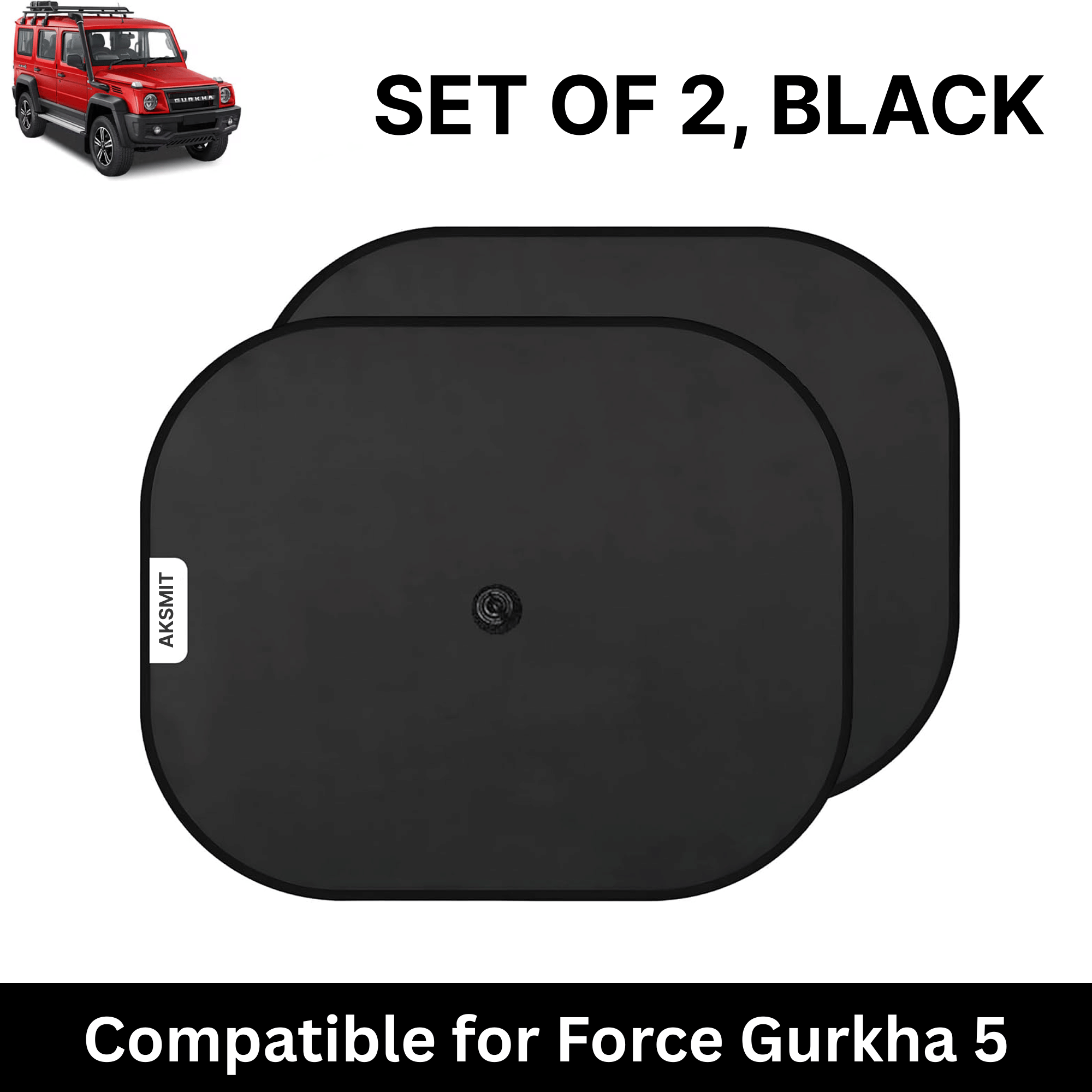     			Car Sun Shade for Side Windows (Black, Set of 2) with vaccum Suction Cups for Force Gurkha 5 Door