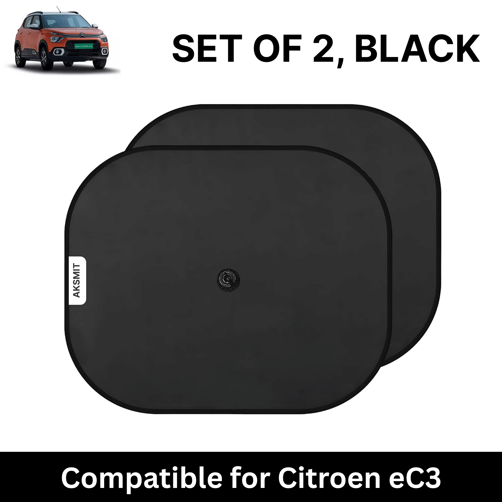 Car Sun Shade for Side Windows (Black, Set of 2) with vaccum Suction Cups for Citroen eC3 Car Sun Shade for Side Windows (Black, Set of 2) with vaccum Suction Cups for Citroen eC3