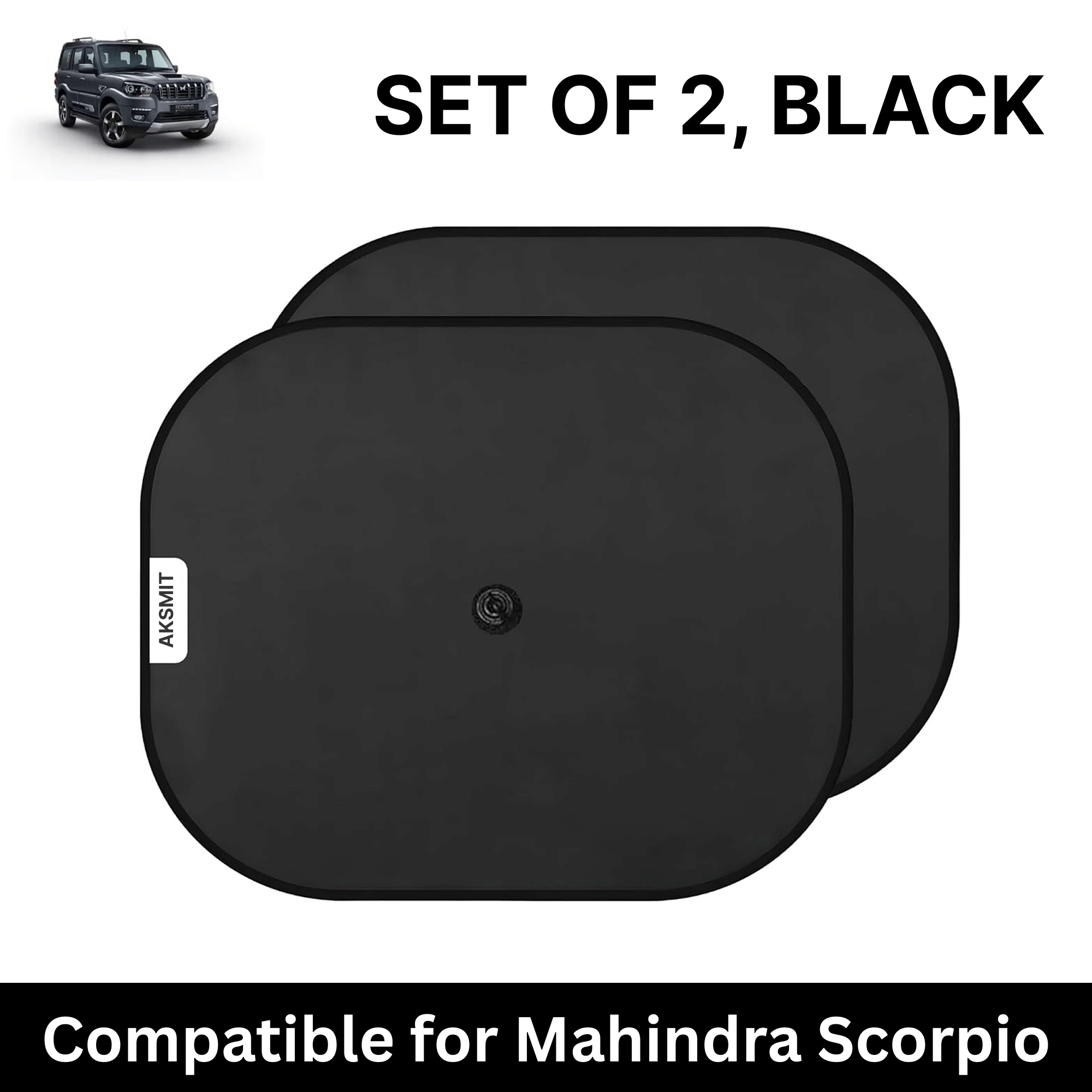     			Car Sun Shade for Side Windows (Black, Set of 2) with vaccum Suction Cups for Mahindra Scorpio Classic
