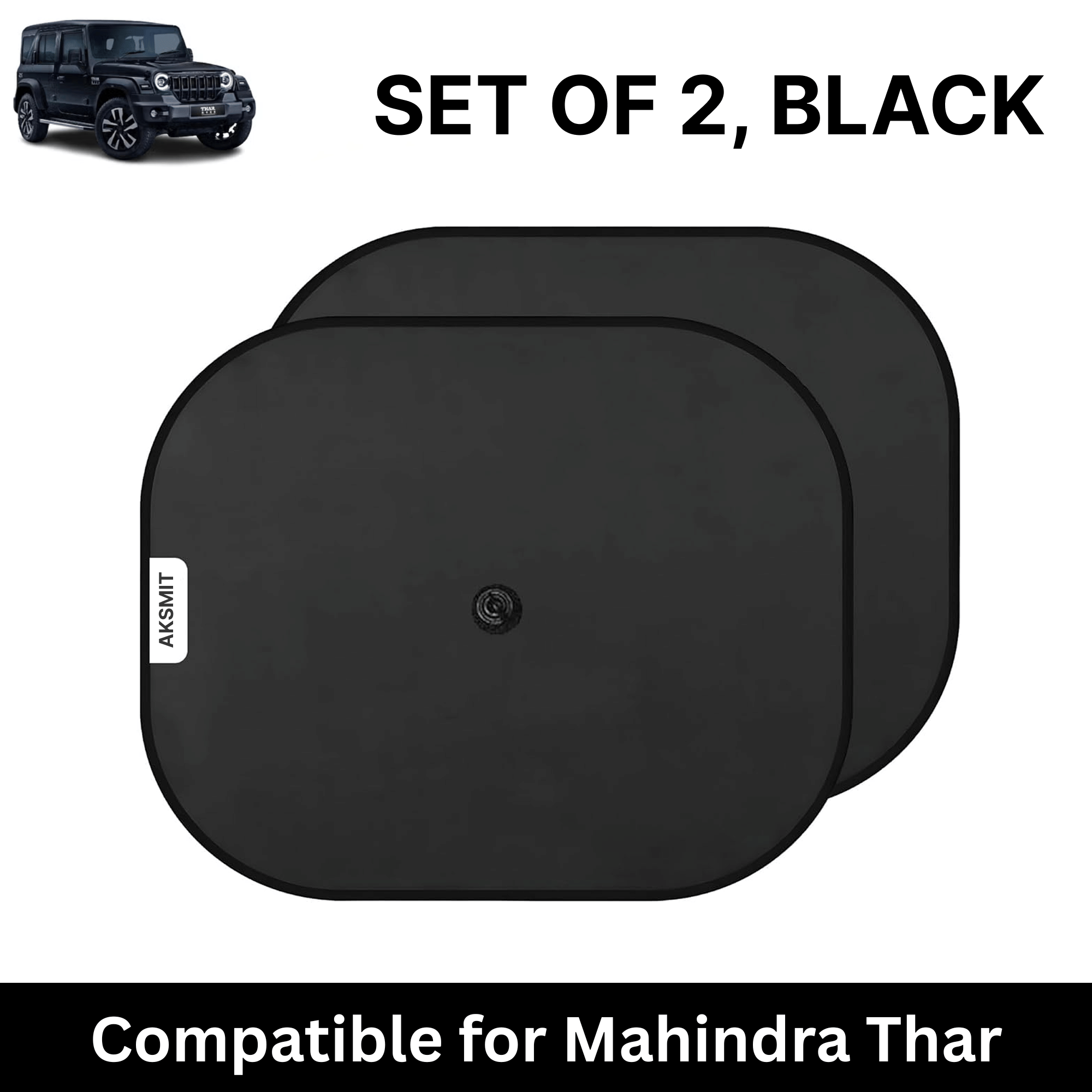     			Car Sun Shade for Side Windows (Black, Set of 2) with vaccum Suction Cups for Mahindra Thar Roxx