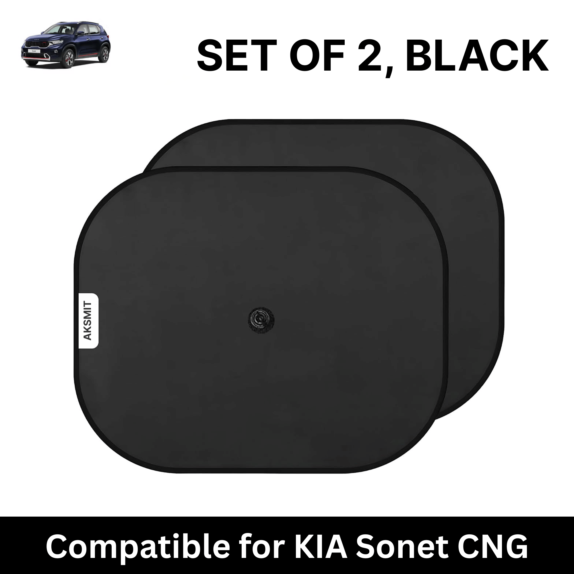     			Car Sun Shade for Side Windows (Black, Set of 2) with vaccum Suction Cups for KIA Sonet CNG