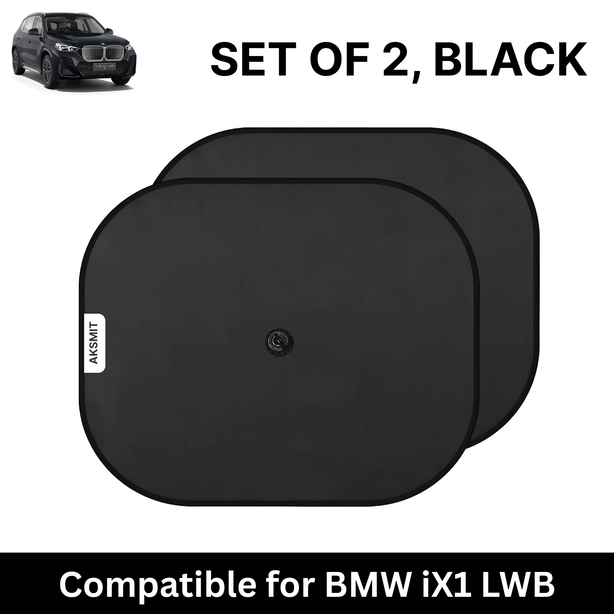     			Car Sun Shade for Side Windows (Black, Set of 2) with vaccum Suction Cups for BMW iX1 LWB