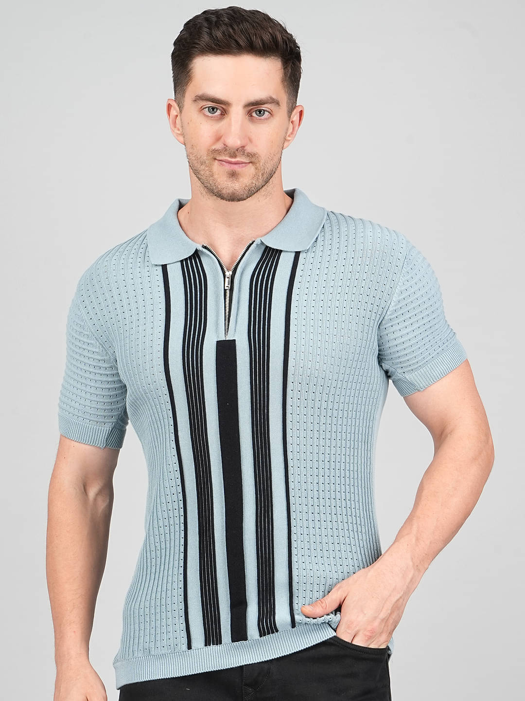     			FEVERFEW Men Cotton Regular Fit Striped Polo T Shirt ( Multicolor )