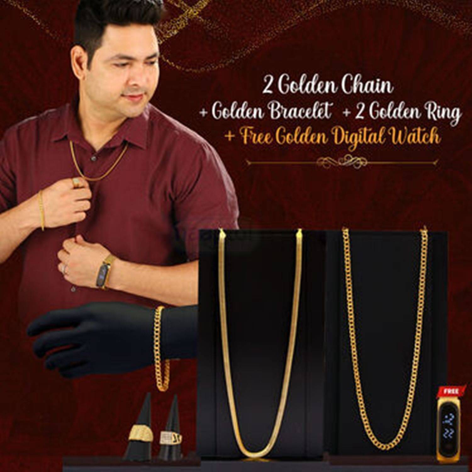     			Fadiso Fashion Gold Metal Analog Men's Watch