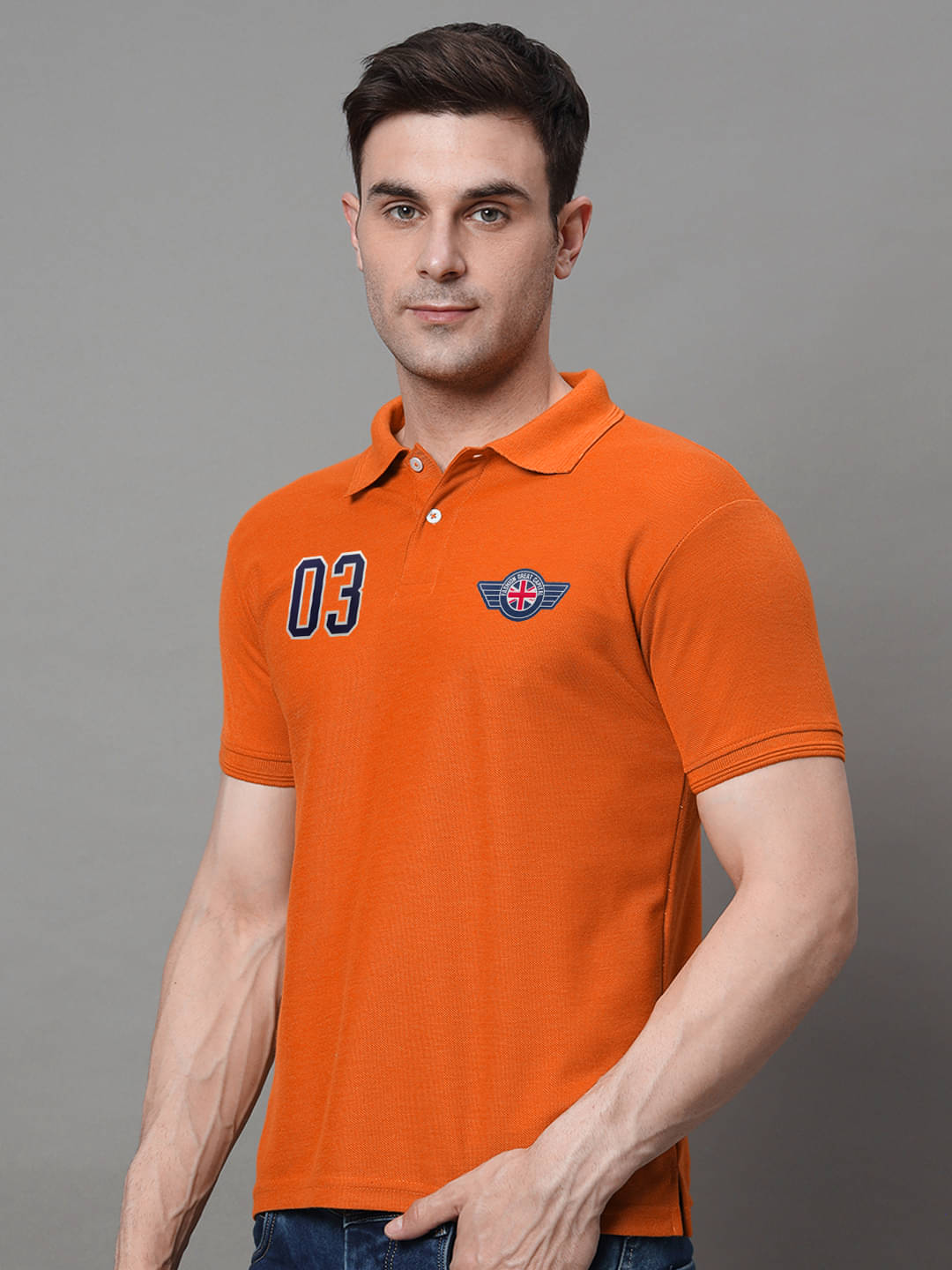     			Hushbucks Men Cotton Blend Regular Fit Solid Polo T Shirt ( Orange )