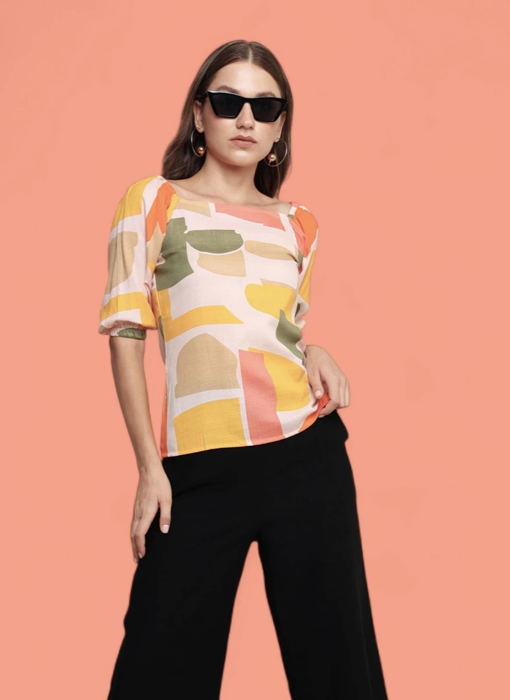     			INNAYARA DIVIRTA Women's Cotton Regular Top ( Multicolor )