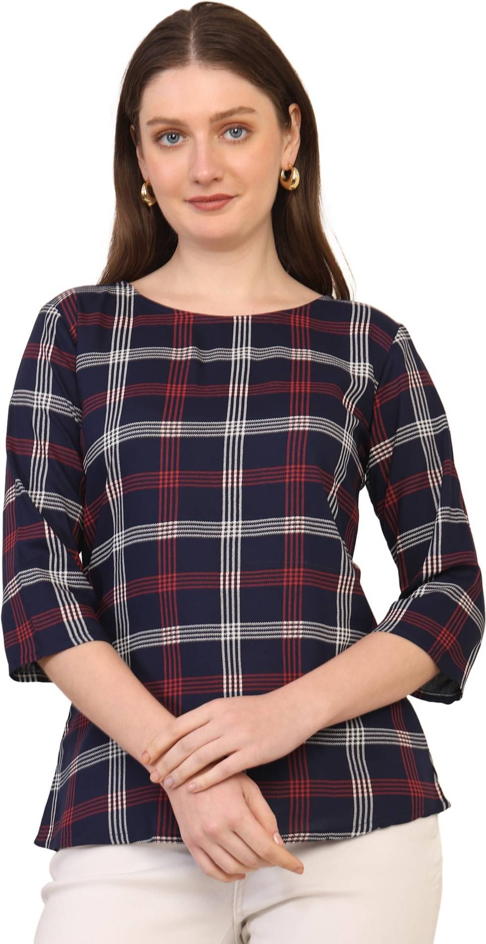     			INNAYARA DIVIRTA Women's Cotton Blend Regular Top ( Blue )
