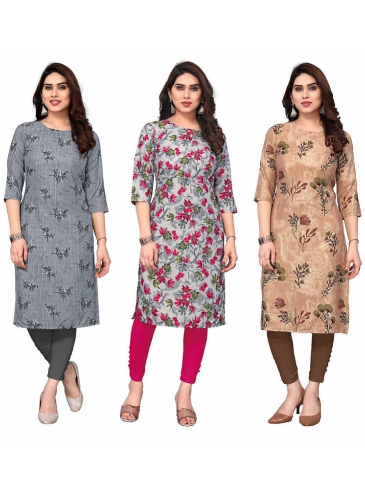 KETAKI FASHION Crepe Printed Straight Women's Kurti - Multicolor6 ( Pack of 3 ) - Kurtis, Tunics | Buy online on ZillyBuy