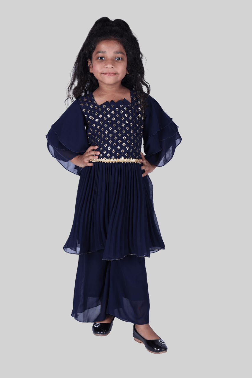     			Kidzee Kingdom Pack of 1 Girls Cotton Shirt & Palazzo ( Dark Blue )