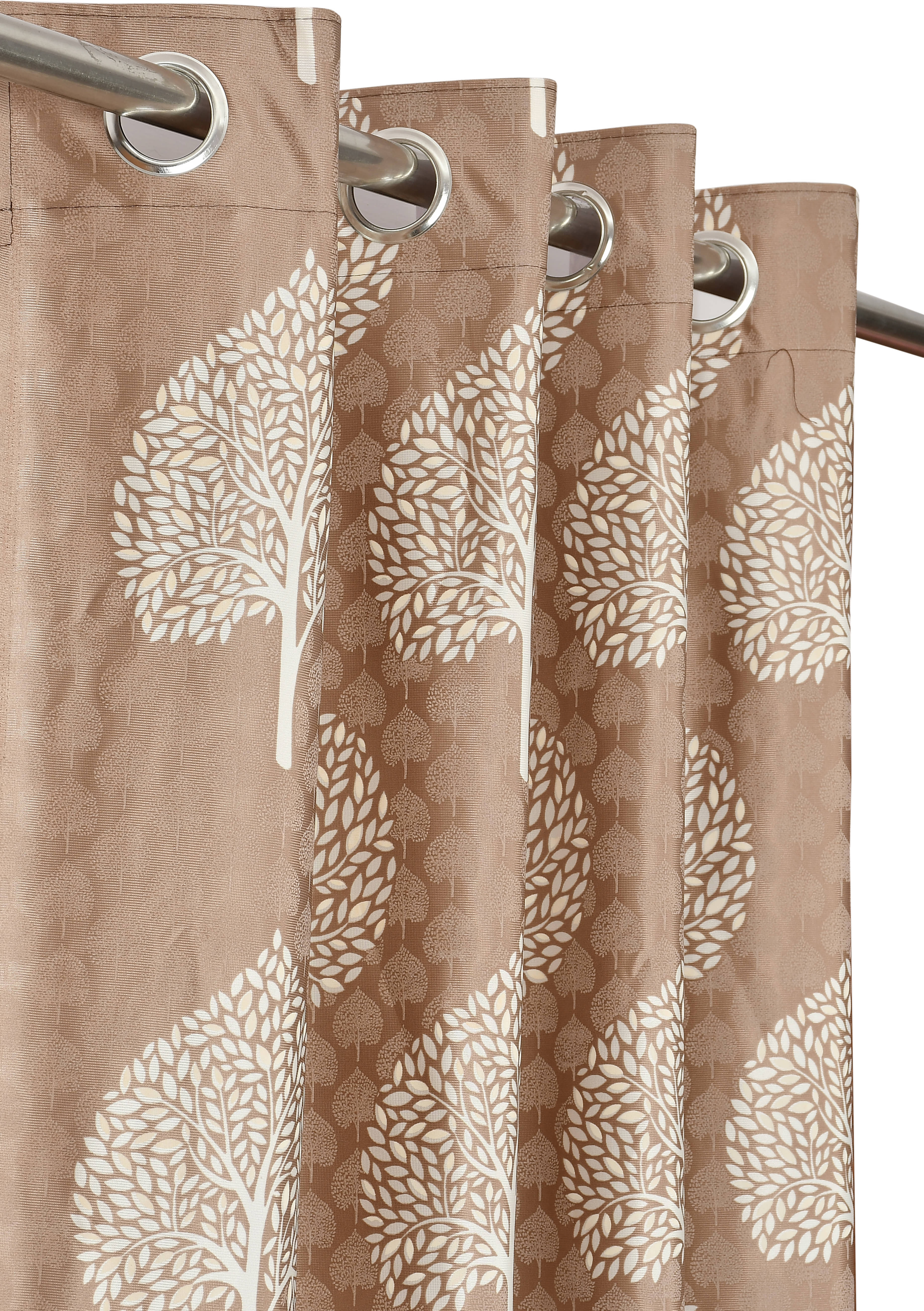 Kraftiq Homes Floral Printed Semi-Transparent Eyelet Curtain 5 ft ( Pack of 1 ) - Brown