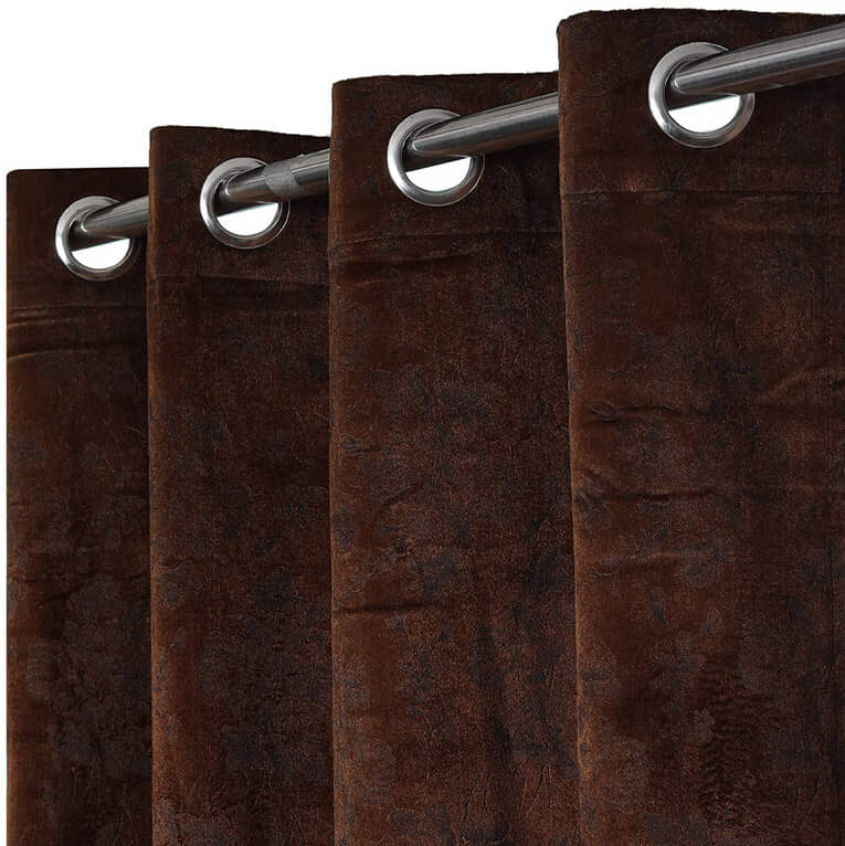 Kraftiq Homes Floral Room Darkening Eyelet Curtain 9 ft ( Pack of 1 ) - Brown