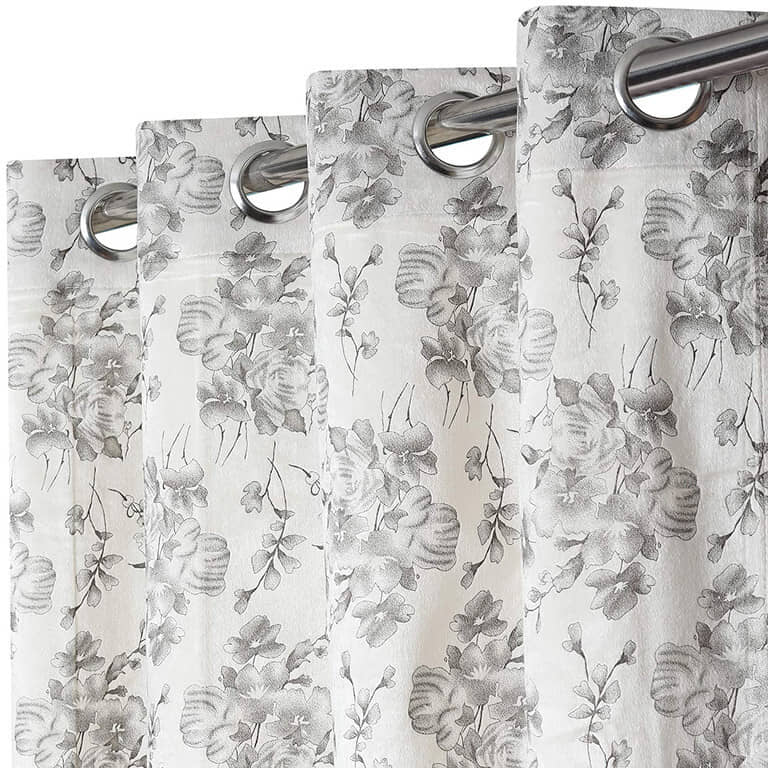 Kraftiq Homes Floral Room Darkening Eyelet Curtain 9 ft ( Pack of 1 ) - White