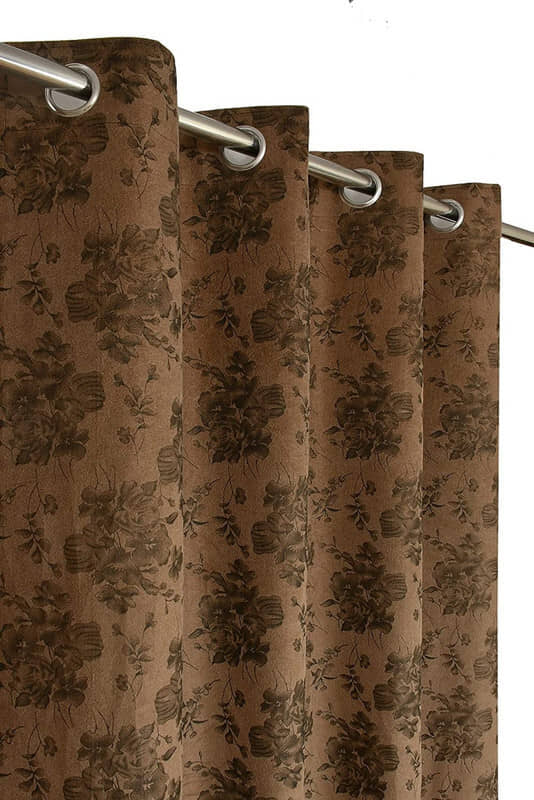 Kraftiq Homes Floral Room Darkening Eyelet Curtain 7 ft ( Pack of 1 ) - Brown