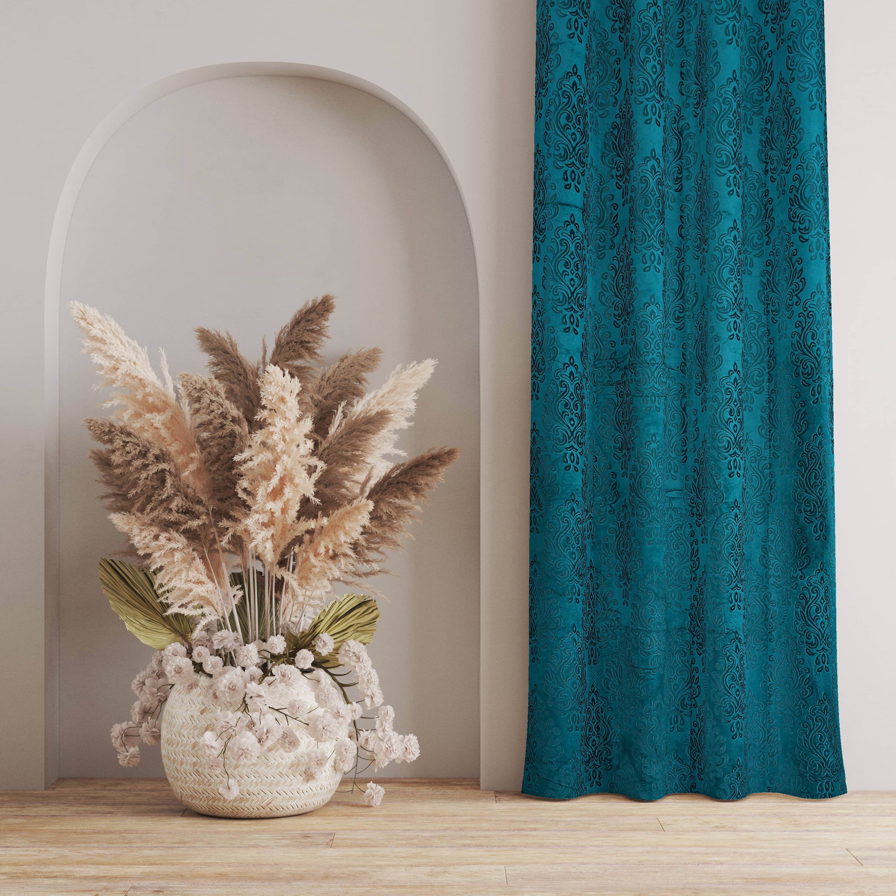     			Kraftiq Homes Geometric Room Darkening Eyelet Curtain 5 ft ( Pack of 1 ) - Blue