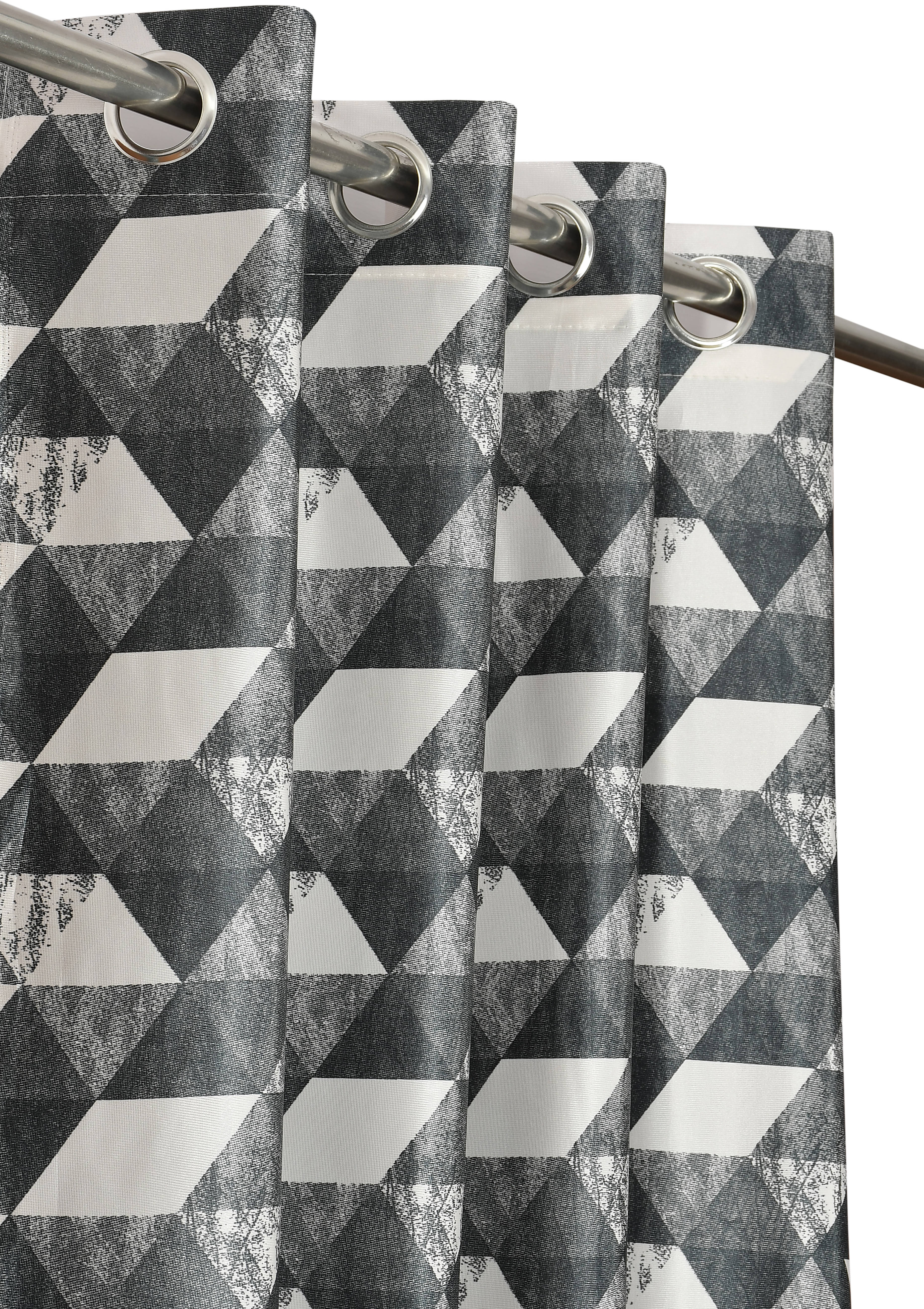     			Kraftiq Homes Geometric Semi-Transparent Eyelet Curtain 5 ft ( Pack of 1 ) - Grey