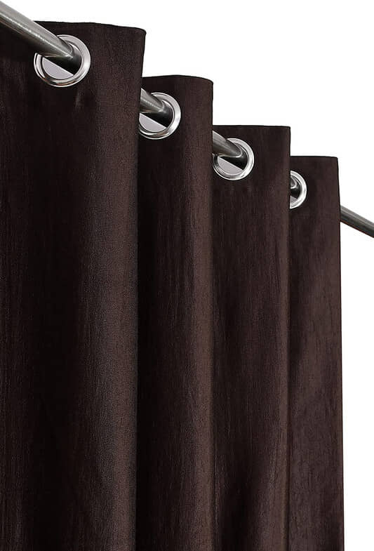 Kraftiq Homes Solid Semi-Transparent Eyelet Curtain 9 ft ( Pack of 1 ) - Brown