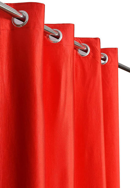     			Kraftiq Homes Solid Semi-Transparent Eyelet Curtain 9 ft ( Pack of 1 ) - Red