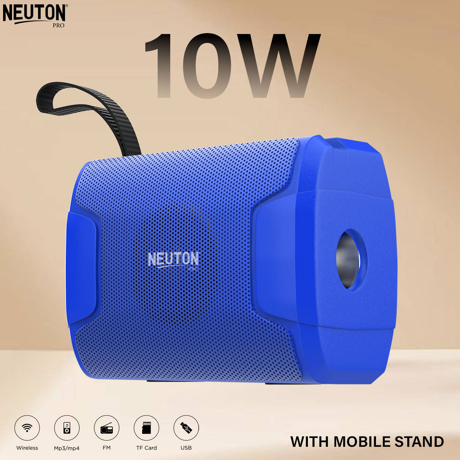     			NEUTON PRO OREO 10 W Bluetooth Speaker Bluetooth v5.0 with USB,SD card Slot Playback Time 6 hrs Blue