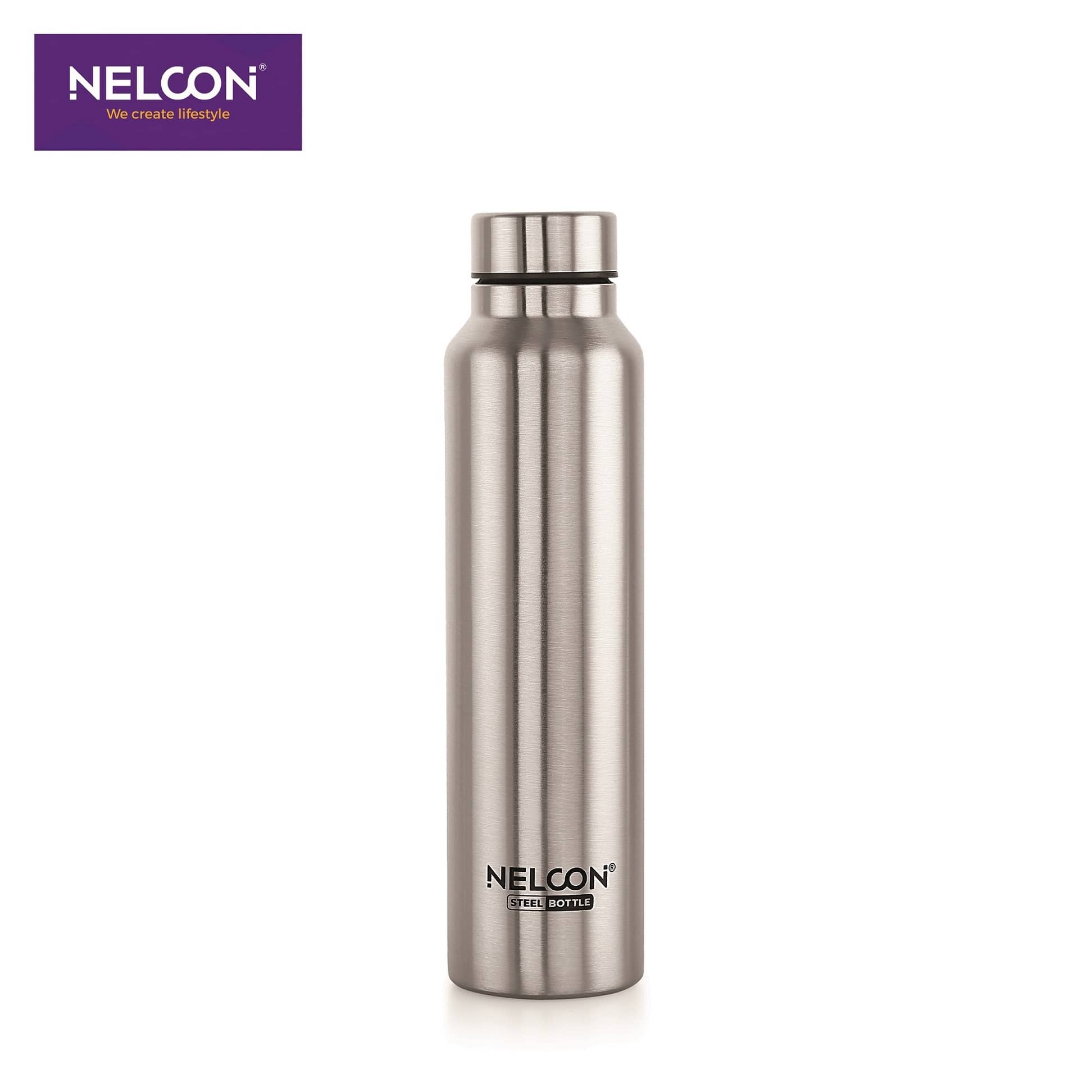 Nelcon DEW Silver Stainless Steel Fridge Water Bottle 1000 mL ( Set of 1 )