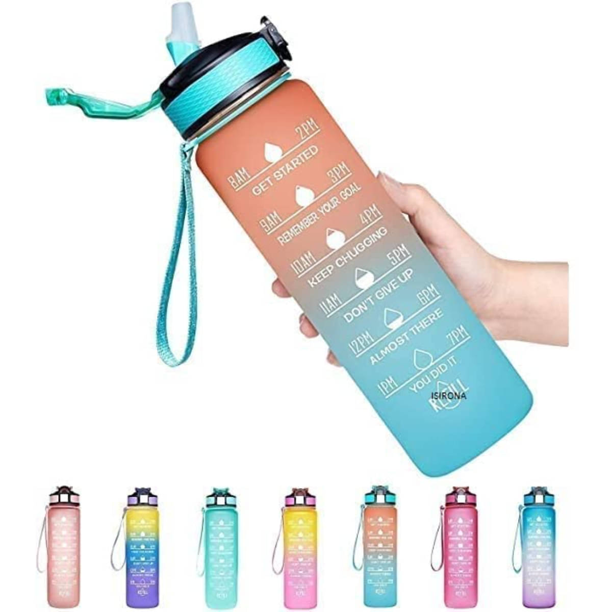     			SARVASHVA TRENDS Motivational Water Bottles, Gym Water Bottles Multicolour Plastic Sipper Water Bottle 1000 mL ( Set of 1 )