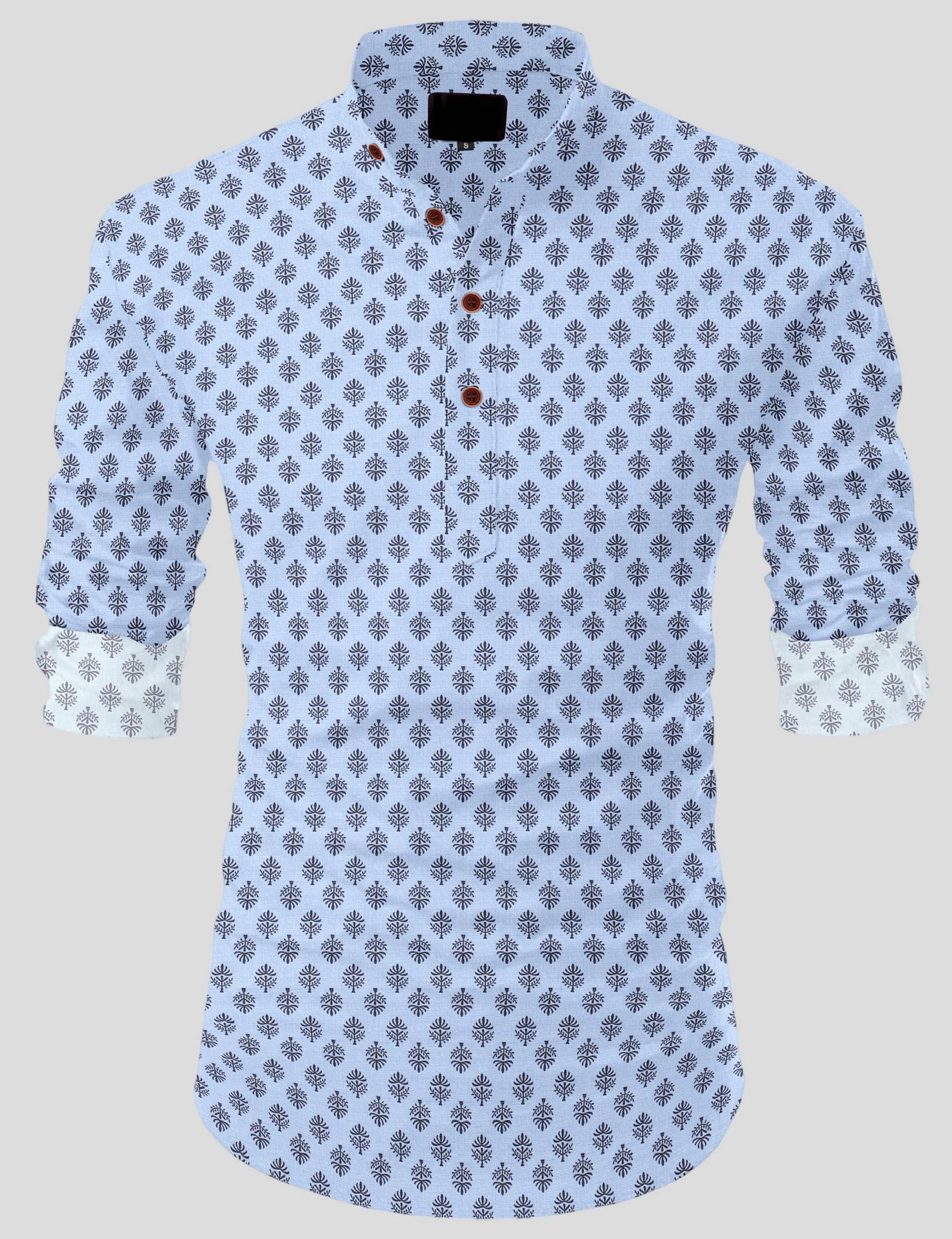     			SOPANI SKY Blue Cotton Blend Men's Regular Kurta ( Pack of 1 )