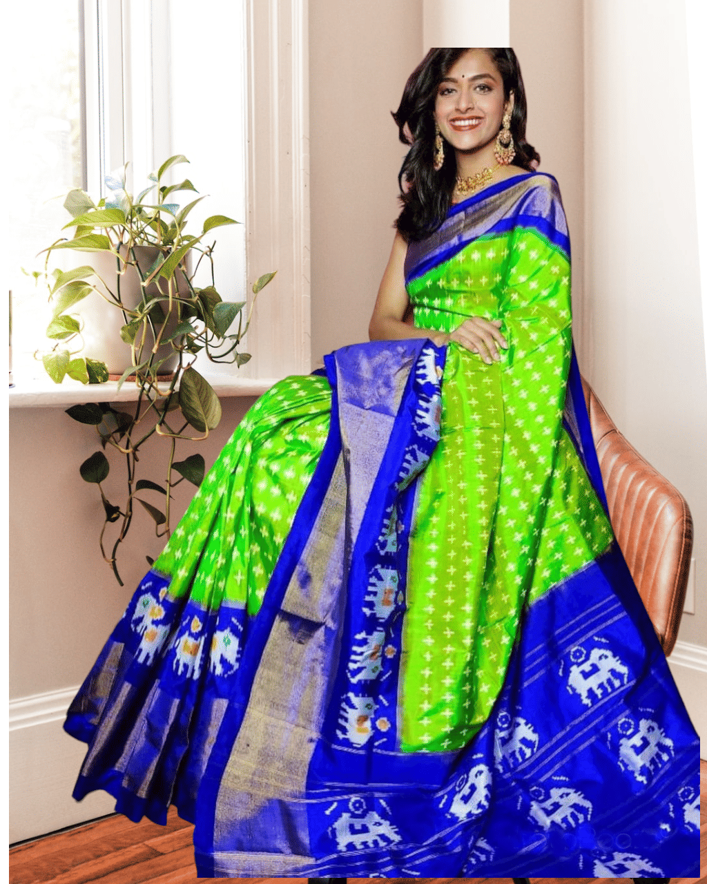     			Samai Cotton Silk Printed Saree With Unstitched Blouse Piece ( Green )