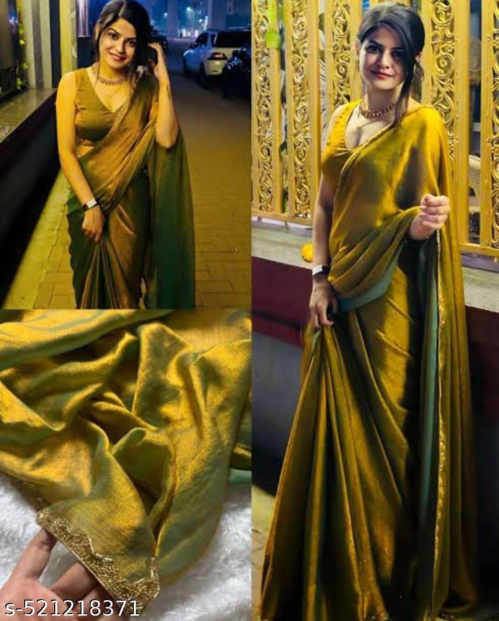     			Sanjana Silk Chiffon Embellished Saree With Unstitched Blouse Piece ( Gold )