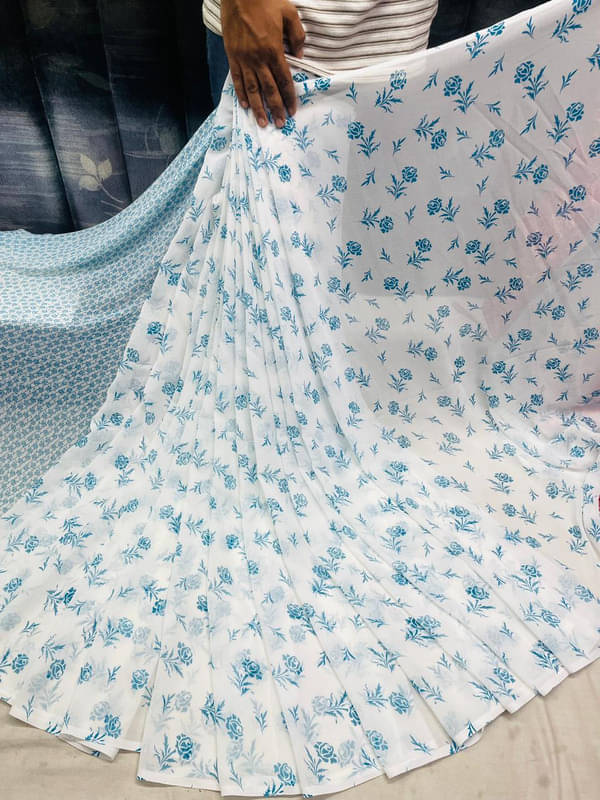     			Sanjana Silks Georgette Printed Saree With Unstitched Blouse Piece ( Sky Blue )