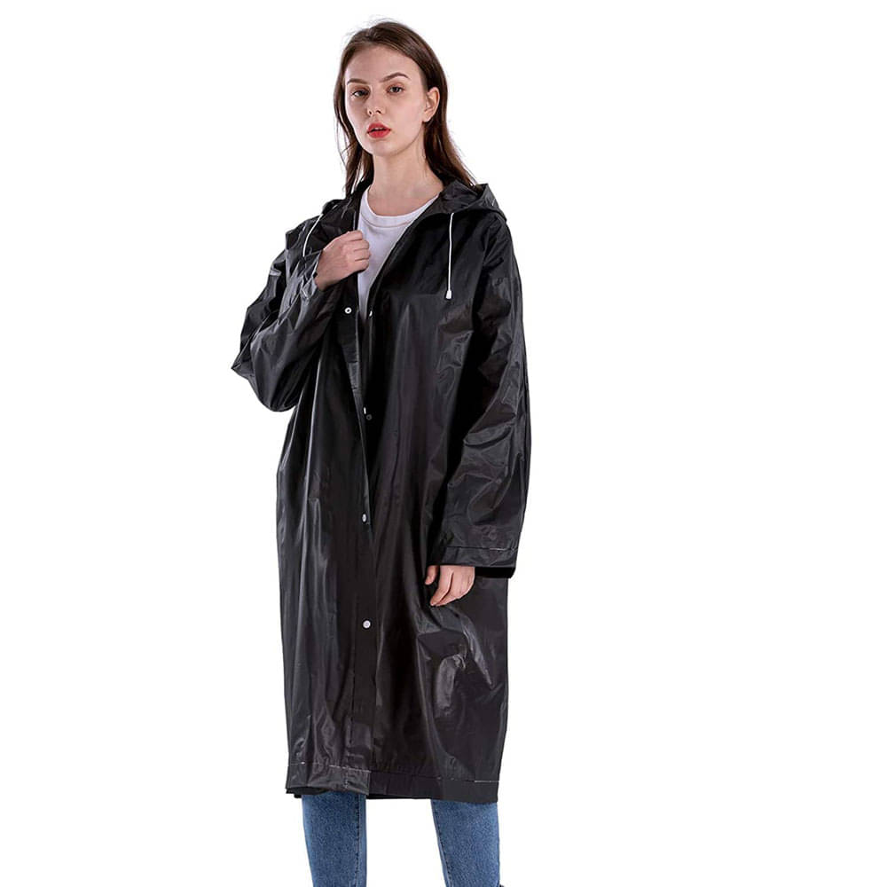 Dollar Polyester Long Raincoat White
