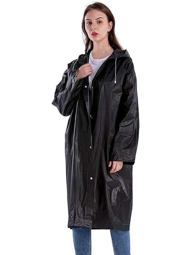 Dollar Polyester Long Raincoat White