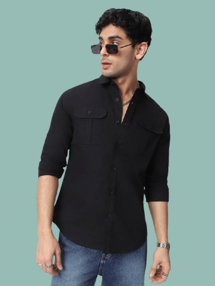 VENIZ WESTERN WEAR Cotton Blend Regular Fit Solids Full Sleeves Men's Casual Shirt - Black ( Pack of 1 ) VENIZ WESTERN WEAR Cotton Blend Regular Fit Solids Full Sleeves Men's Casual Shirt - Black ( Pack of 1 )