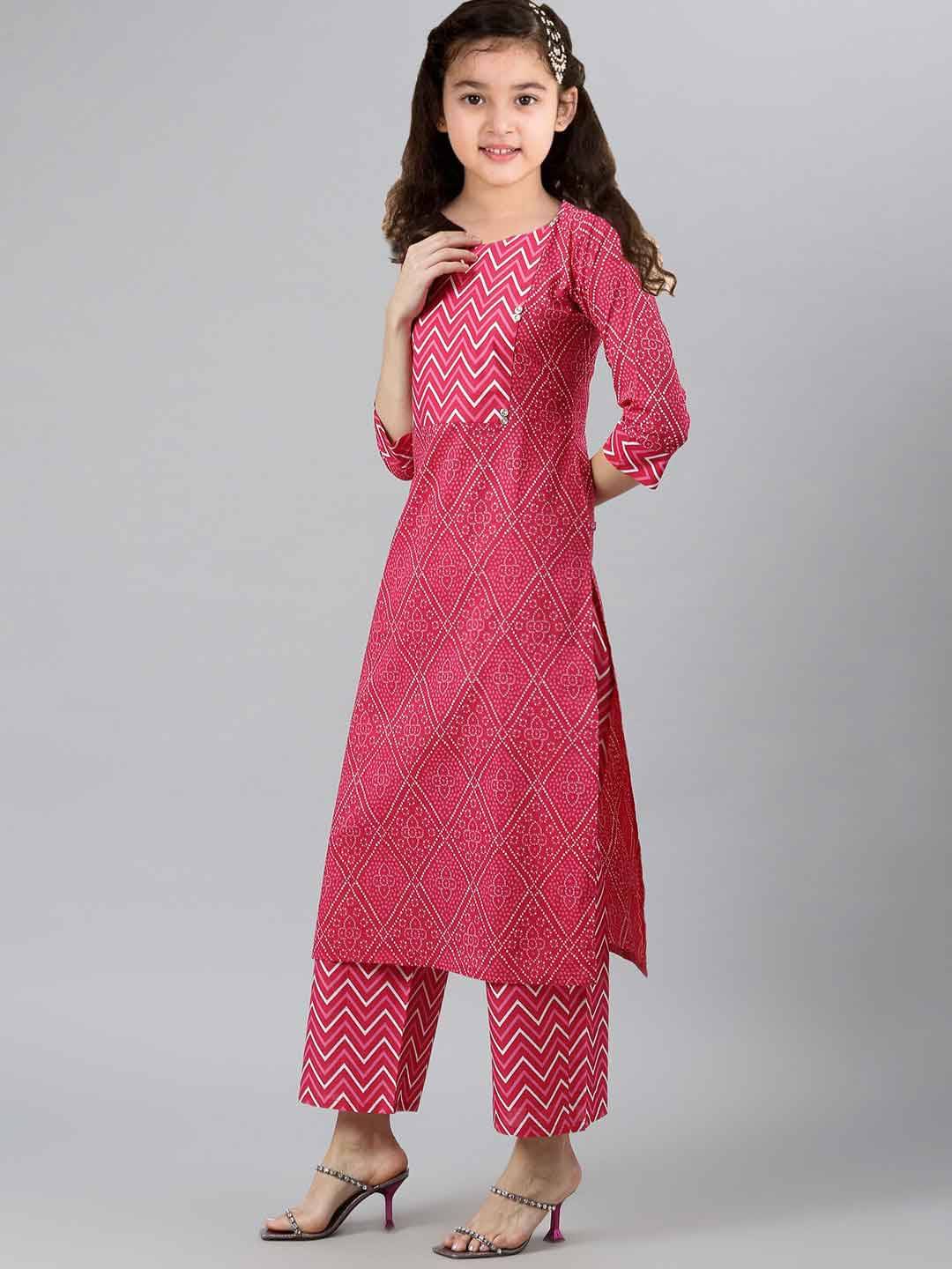     			Vetrokart Girls Cotton Blend Kurti with Pants ( Pack of 1 , Blood Red )