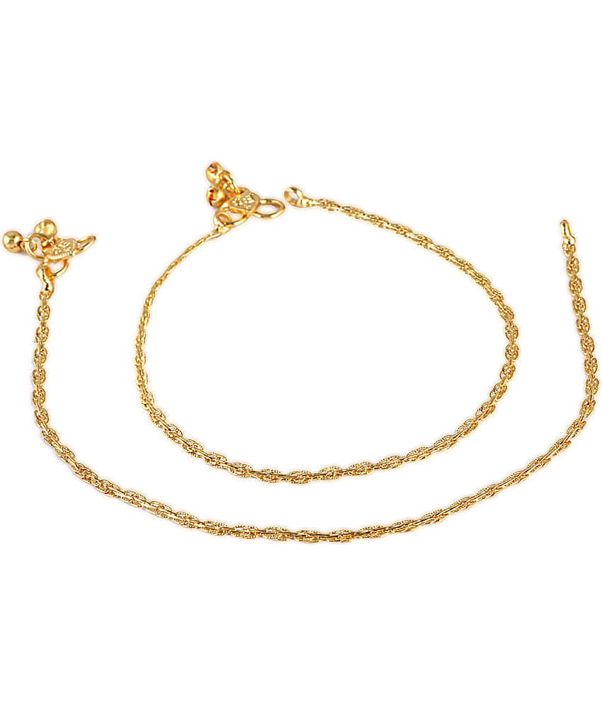 Vighnaharta Gold Anklets ( Pack of 2 ) - Anklets | Buy online on ZillyBuy
